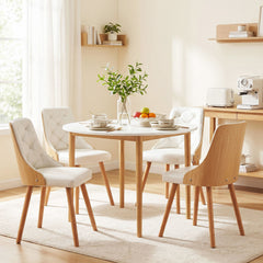 Artiss Dining Table and Chairs Set 5PCS Round 4 PU Leather Seater Dining Set White
