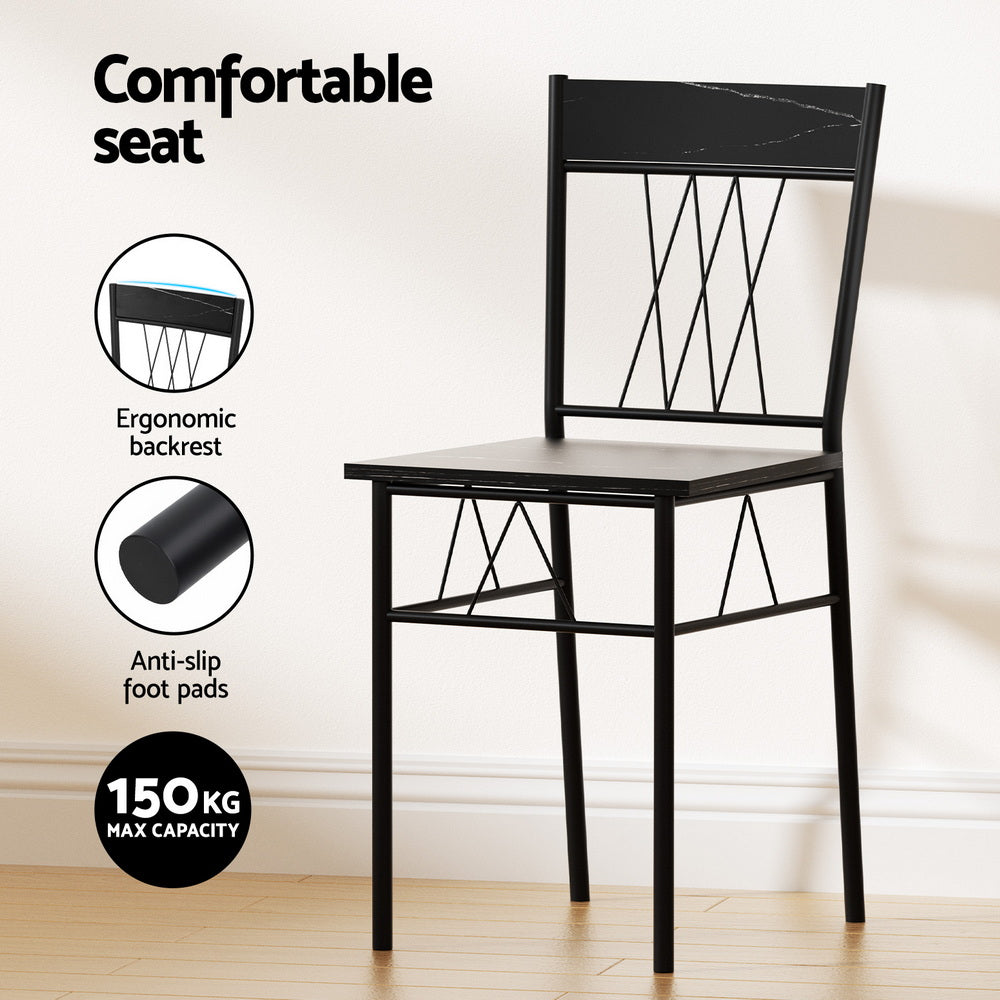 Artiss Dining Table and Chairs Set of 5 Compact Kitchen Furniture Marble Black