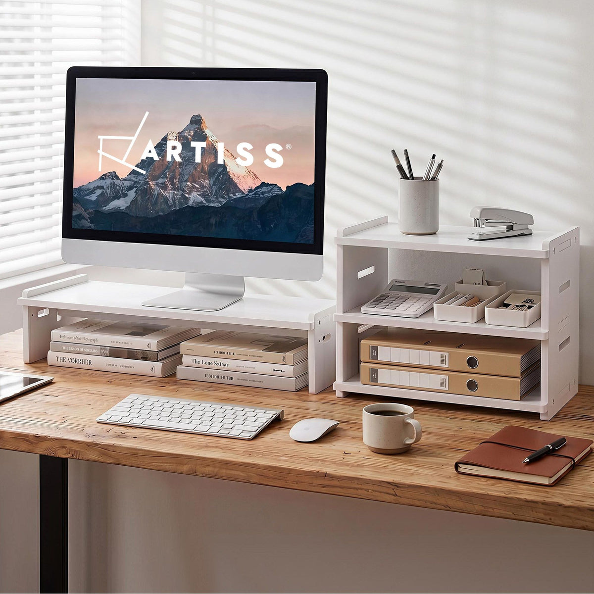 Artiss Monitor Stand and 3-Tier Desk Organiser 2-in-1 Modular Computer Monitor
