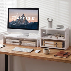 Artiss Monitor Stand and 3-Tier Desk Organiser 2-in-1 Modular Computer Monitor