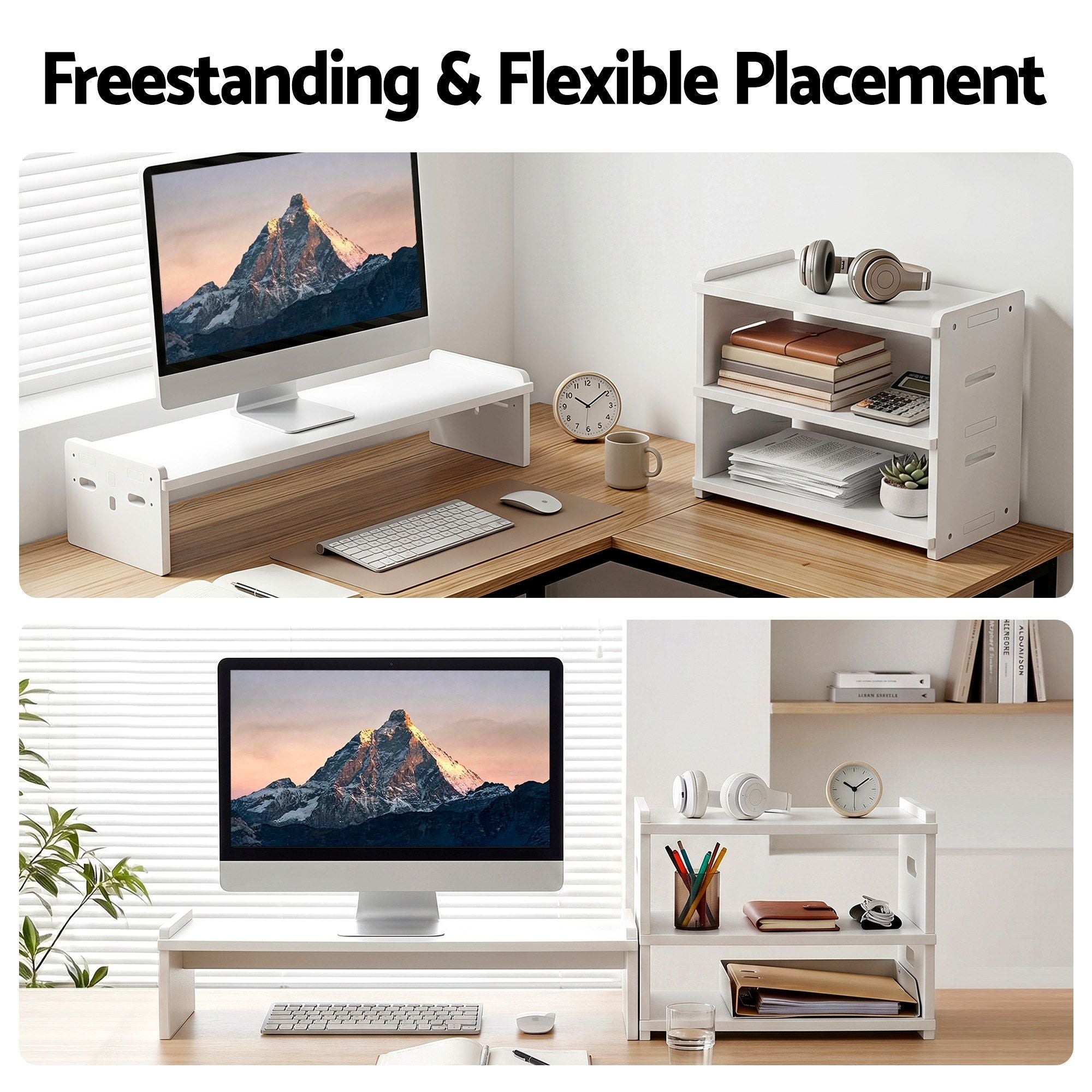 Artiss Monitor Stand and 3-Tier Desk Organiser 2-in-1 Modular Computer Monitor