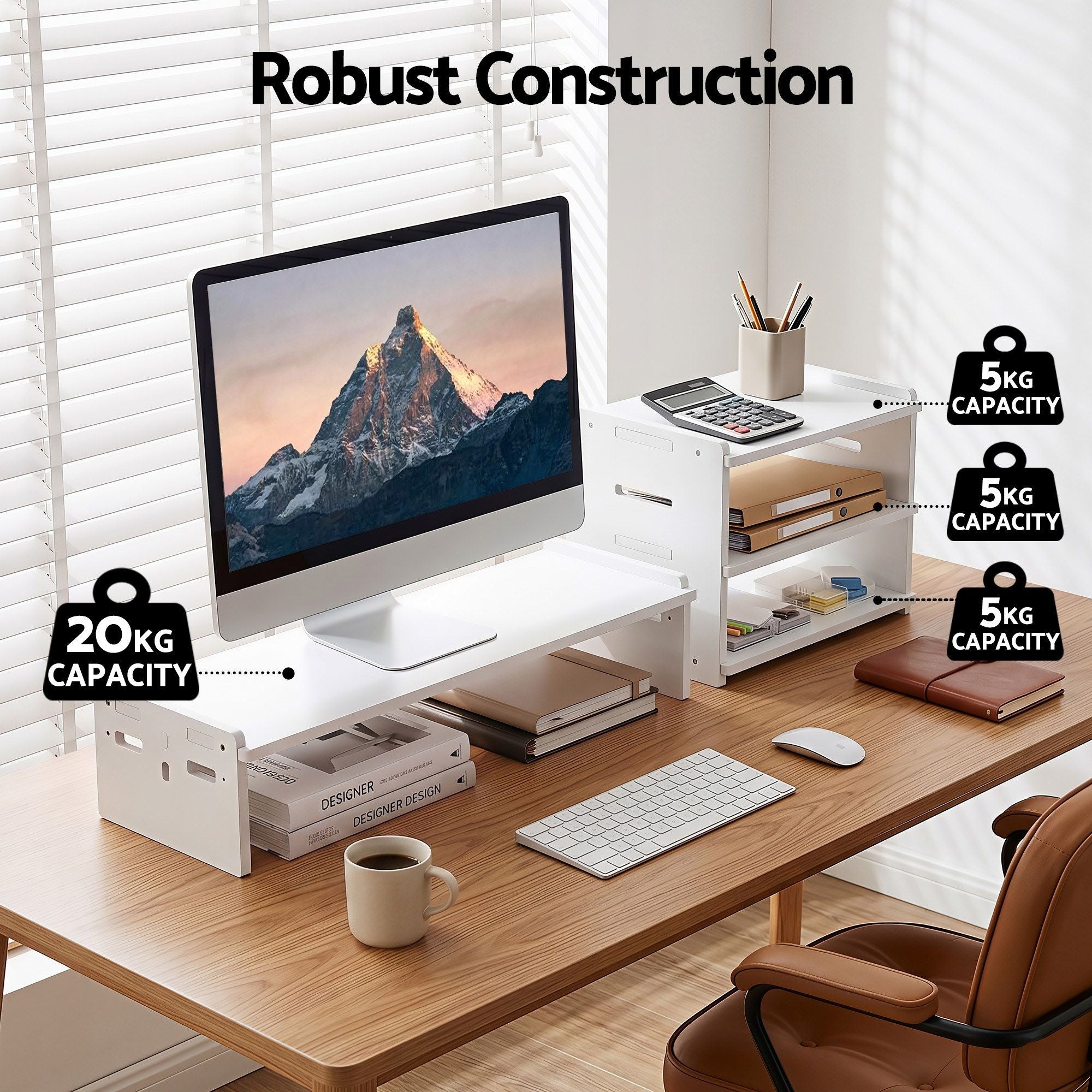 Artiss Monitor Stand and 3-Tier Desk Organiser 2-in-1 Modular Computer Monitor