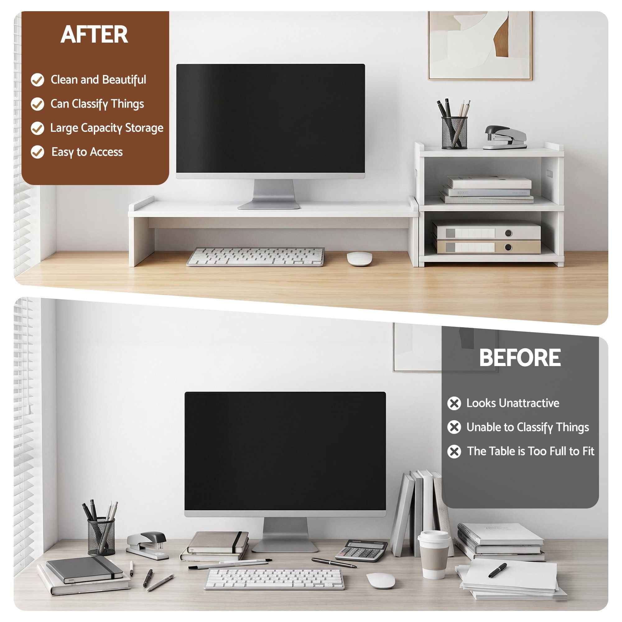 Artiss Monitor Stand and 3-Tier Desk Organiser 2-in-1 Modular Computer Monitor