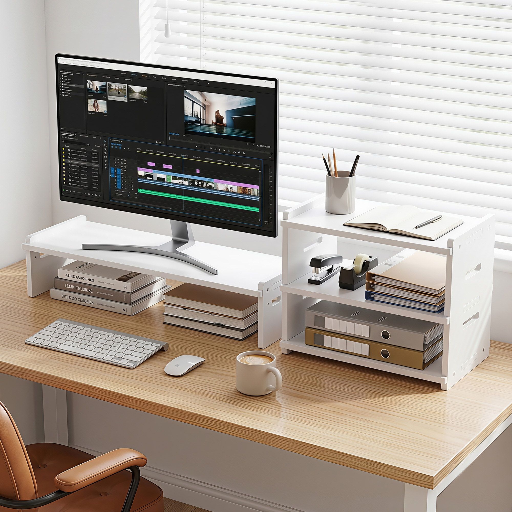 Artiss Monitor Stand and 3-Tier Desk Organiser 2-in-1 Modular Computer Monitor