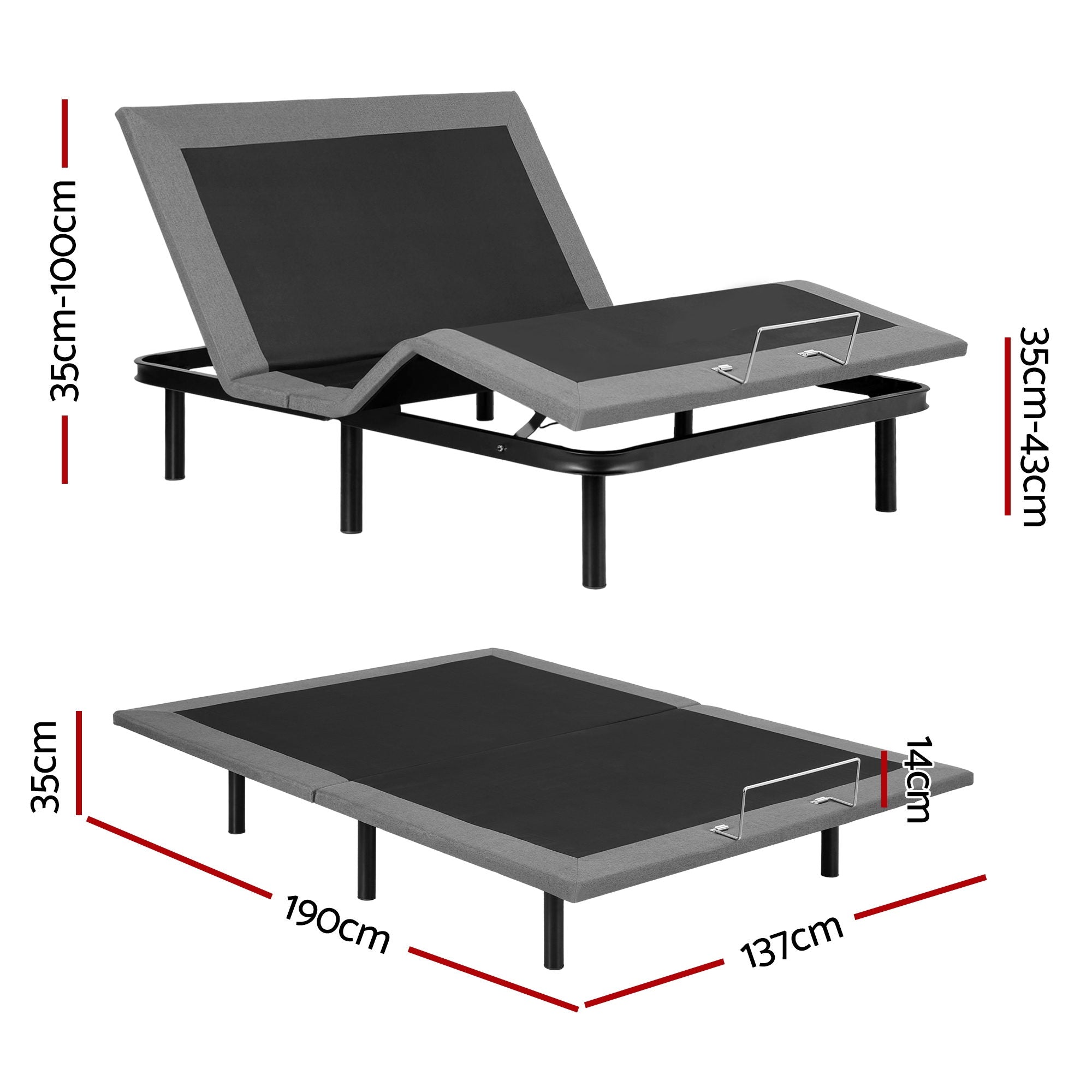 Artiss Adjustable Bed Frame Double Size Electric Bed Base Wireless Remote