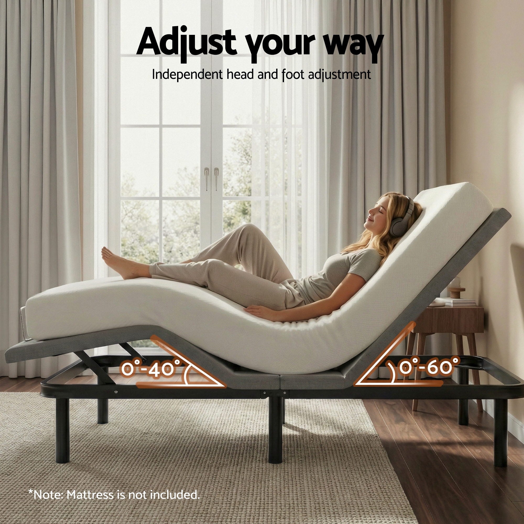 Artiss Adjustable Bed Frame Double Size Electric Bed Base Wireless Remote