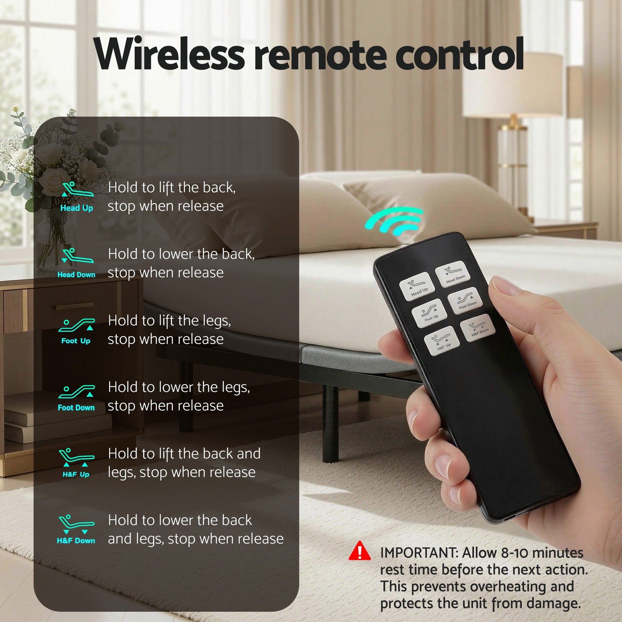 Artiss Adjustable Bed Frame Queen Size Electric Bed Base Wireless Remote Control