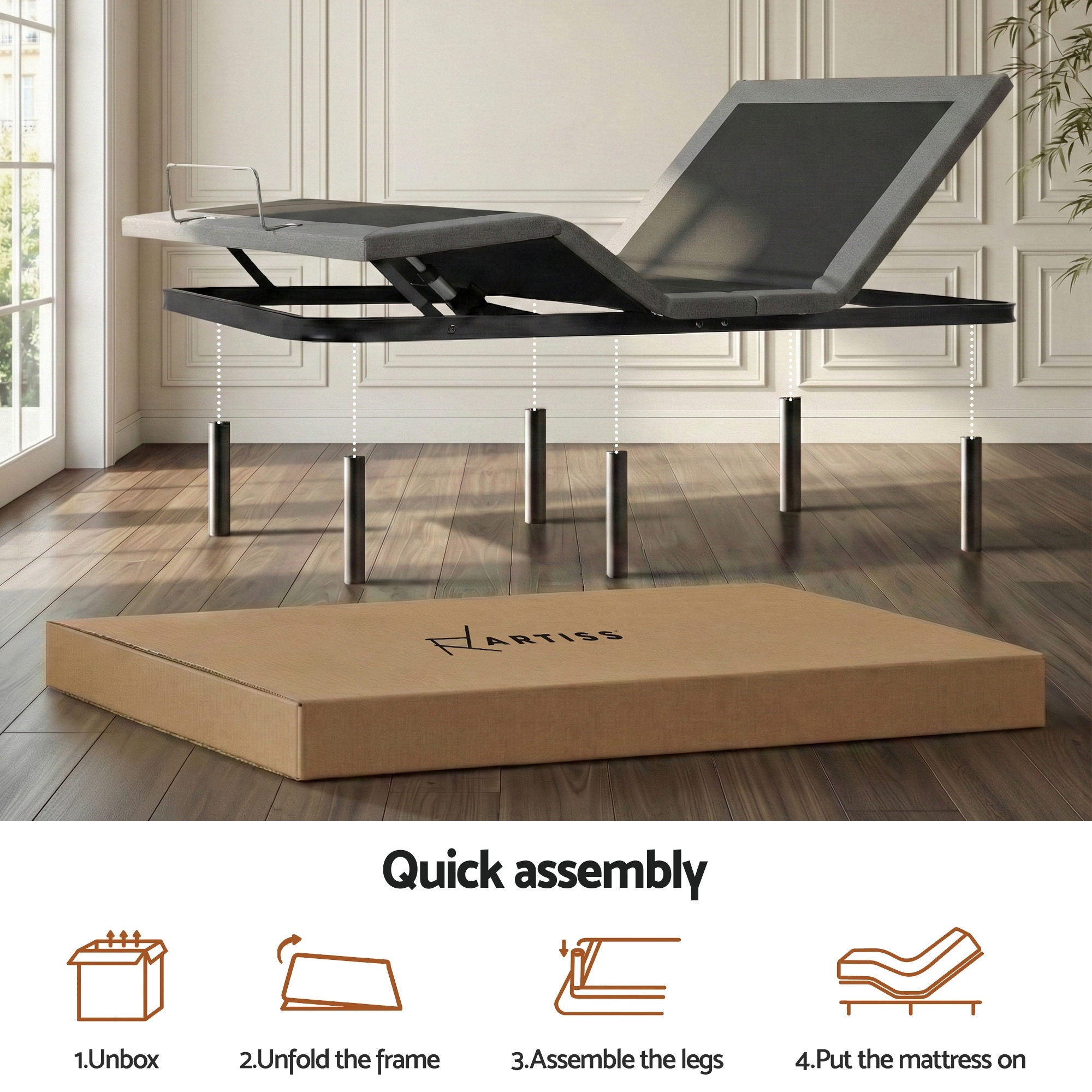 Artiss Adjustable Bed Frame Queen Size Electric Bed Base Wireless Remote Control