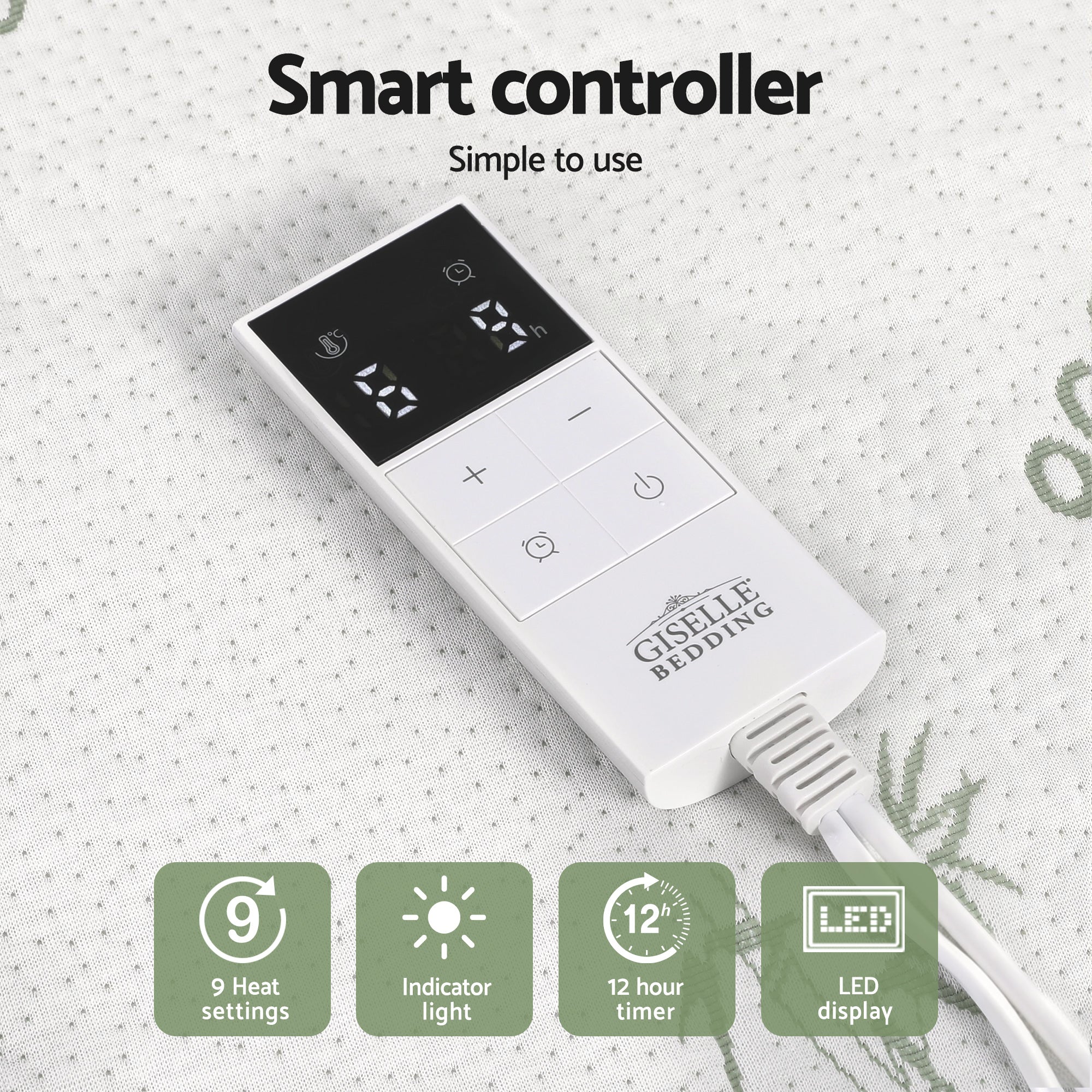 Giselle Electric Blanket Bamboo Fabric Double Fitted Heated Pad Underlay Washable Winter - Free Delivery