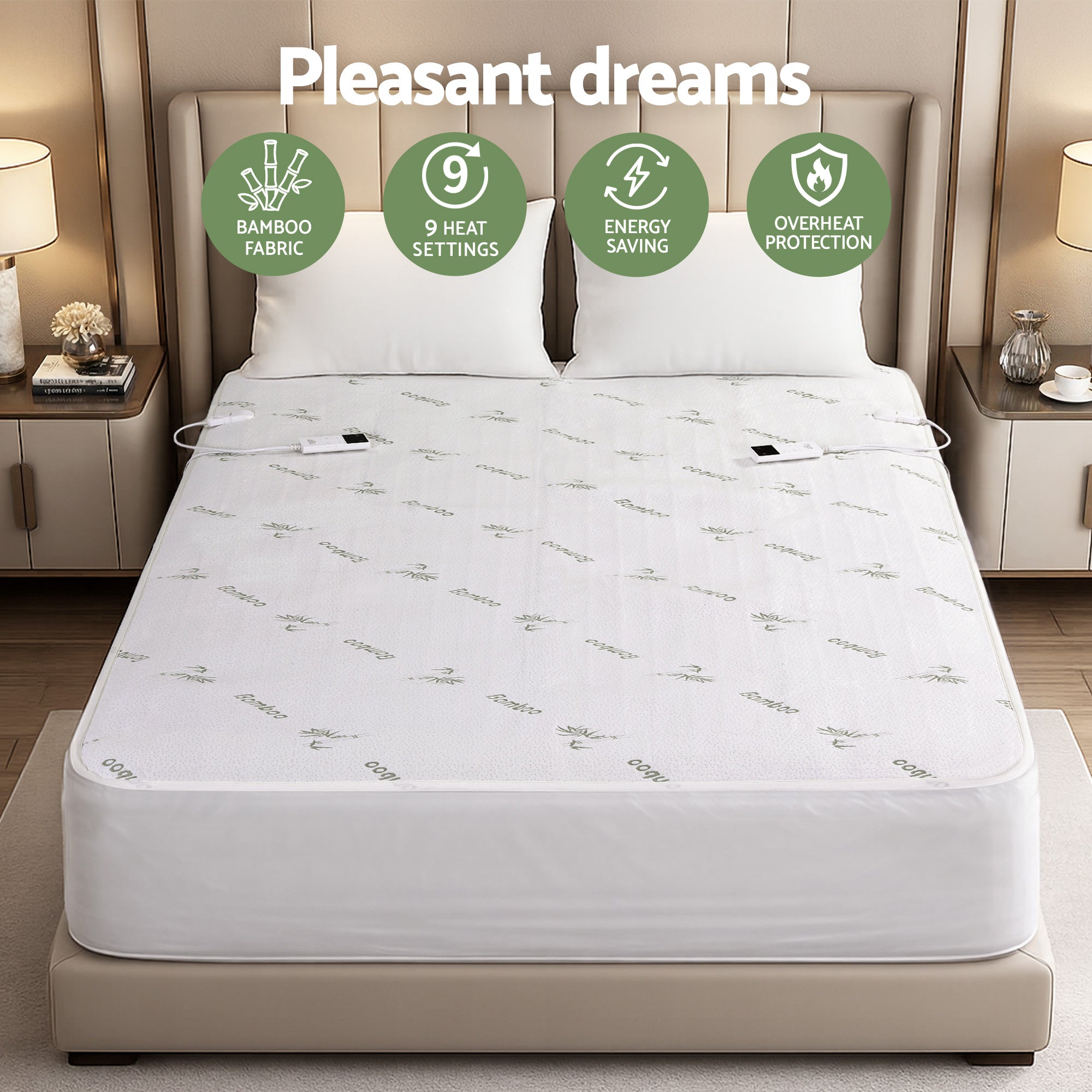 Giselle Electric Blanket Bamboo Fabric King Fitted Heated Pad Underlay Washable Winter - Free Delivery