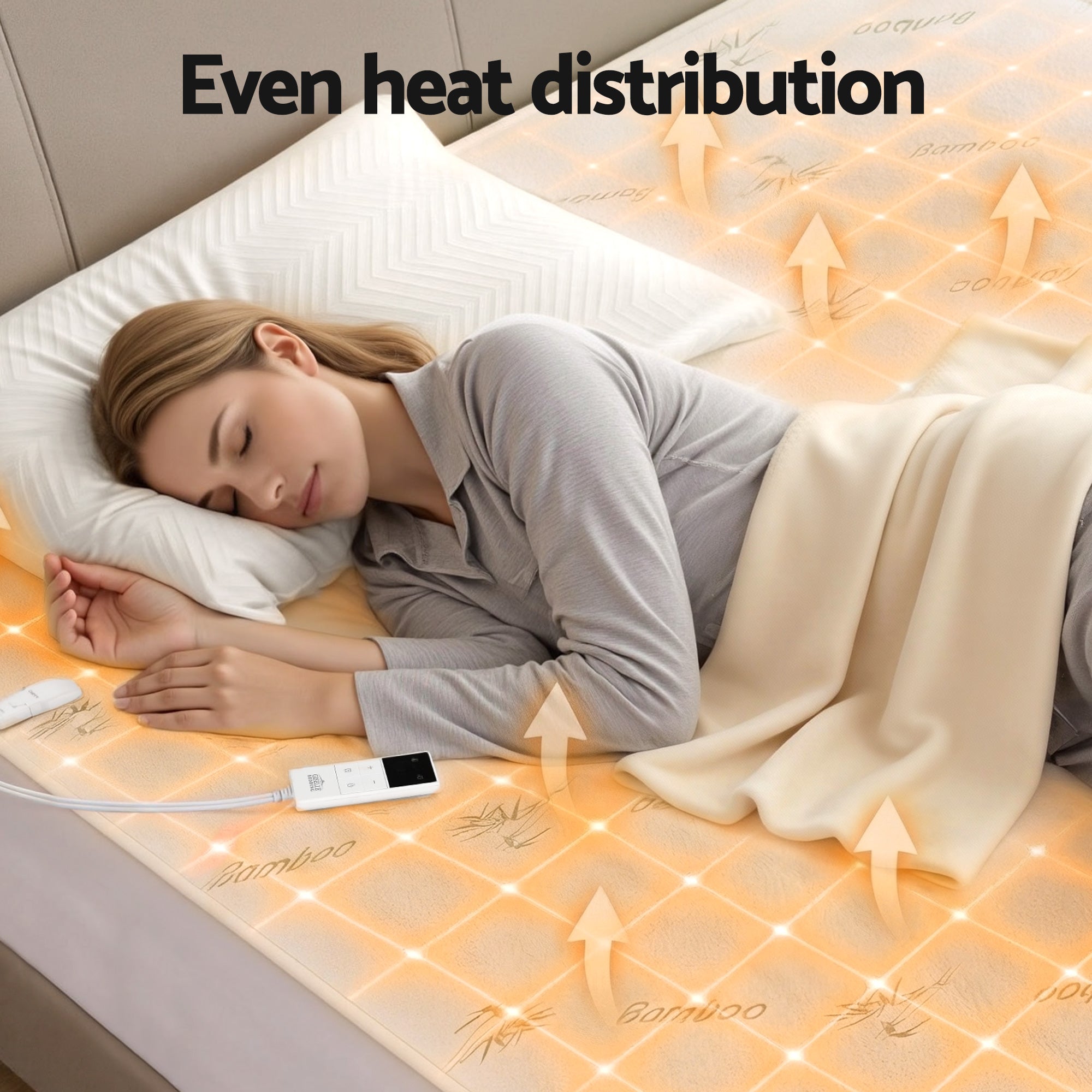 Giselle Electric Blanket Bamboo Fabric King Single Fitted Heated Pad Underlay Washable Winter - Free Delivery
