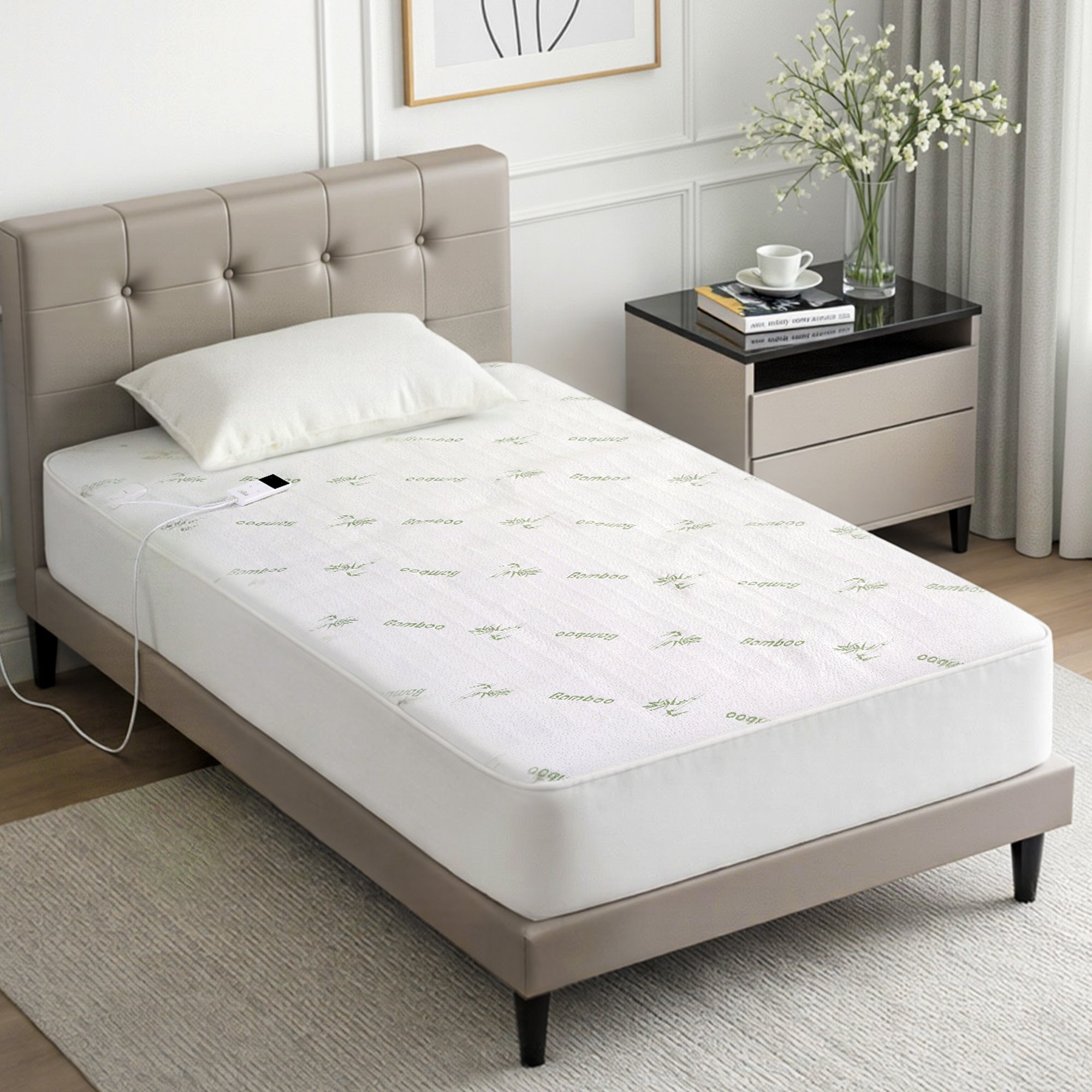 Giselle Electric Blanket Bamboo Fabric Single Fitted Heated Pad Underlay Washable Winter - Free Delivery