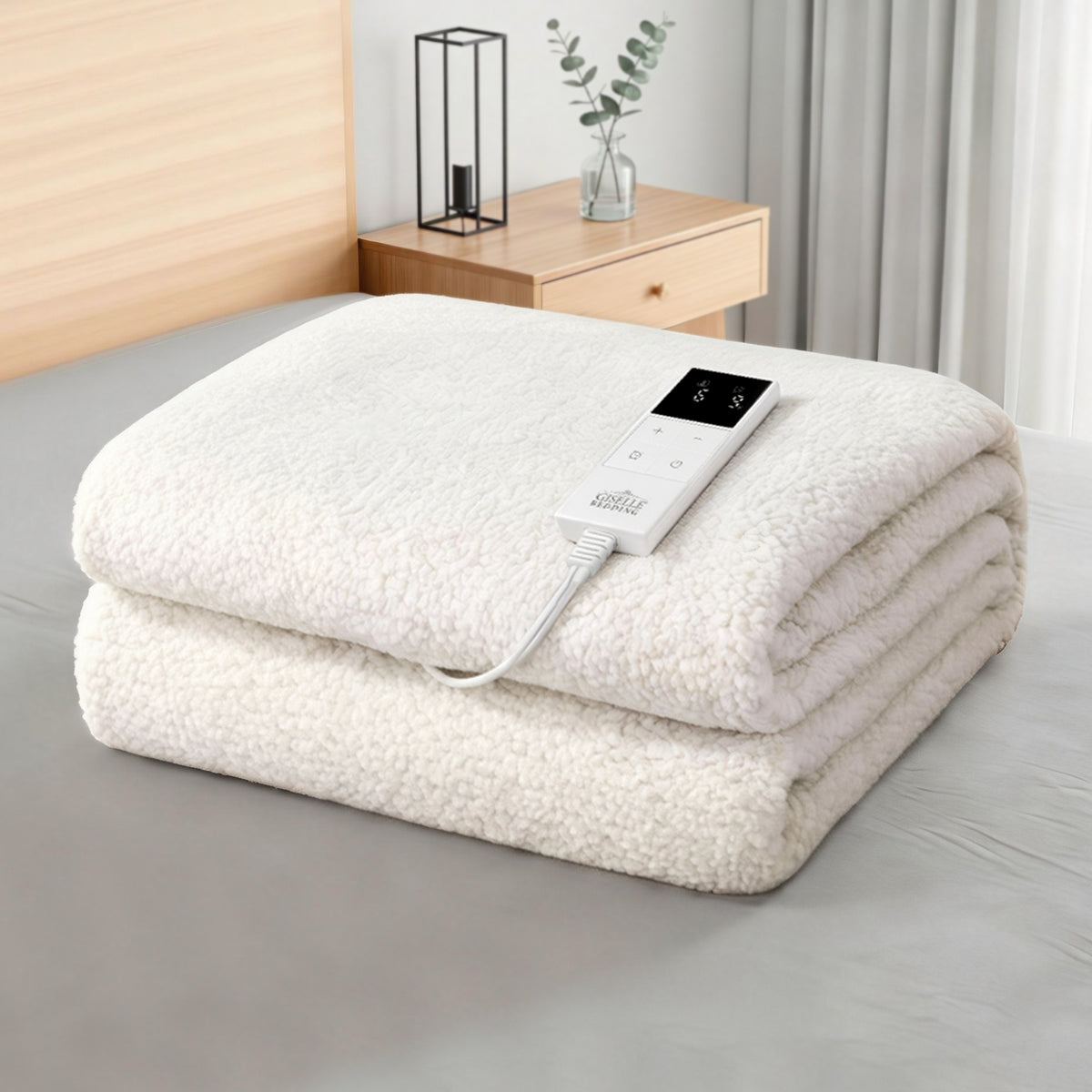 Giselle Electric Blanket LED Remote Sherpa Fleece Underlay Fully Fitted Machine Washable King Single - Free Delivery