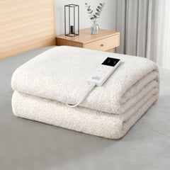 Giselle Electric Blanket LED Remote Sherpa Fleece Underlay Fully Fitted Machine Washable King Single - Free Delivery
