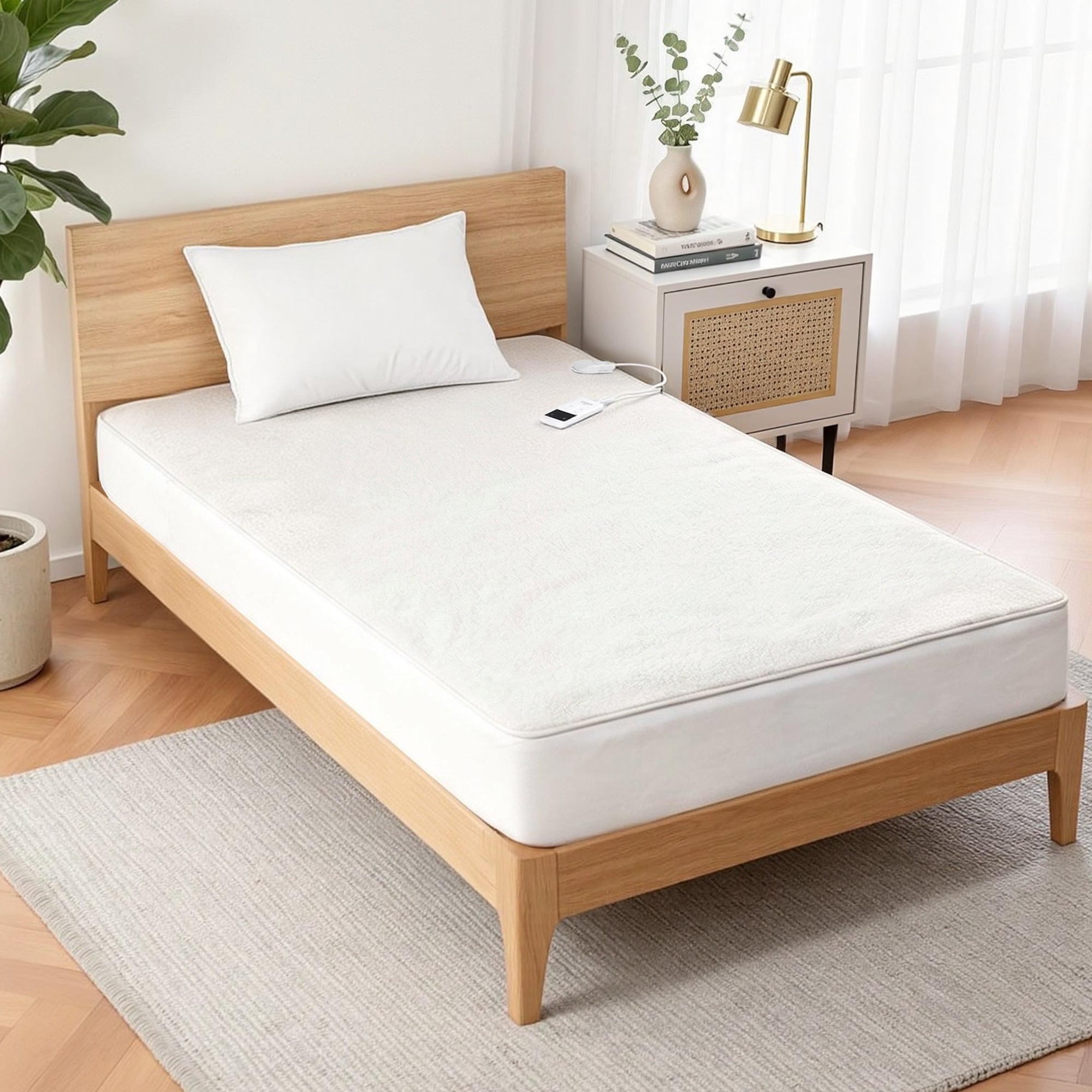 Giselle Electric Blanket LED Remote Sherpa Fleece Underlay Fully Fitted Machine Washable King Single - Free Delivery