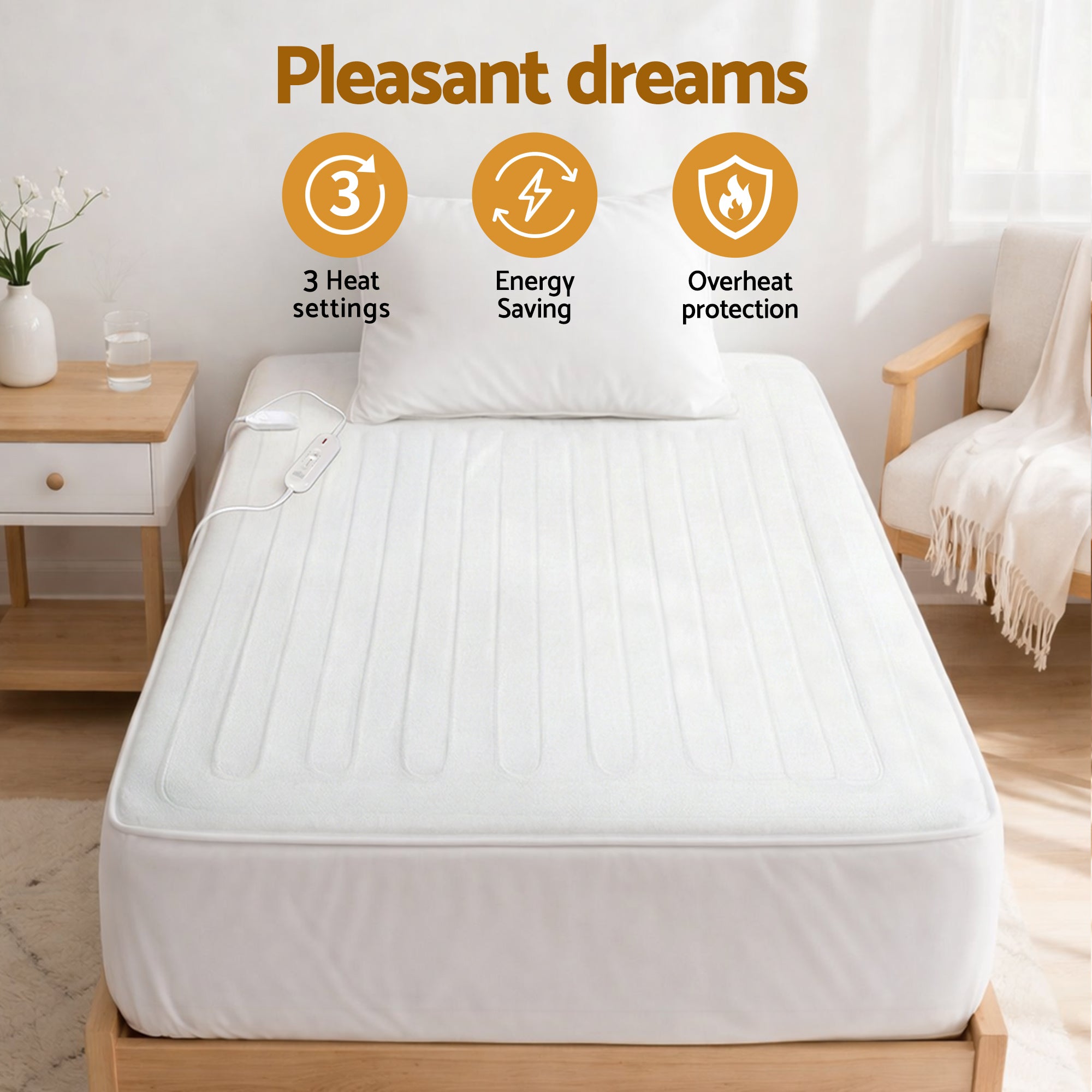 Giselle Electric Blanket King Single Heated Fully Fitted Washable Pad Winter Warm - Free Delivery