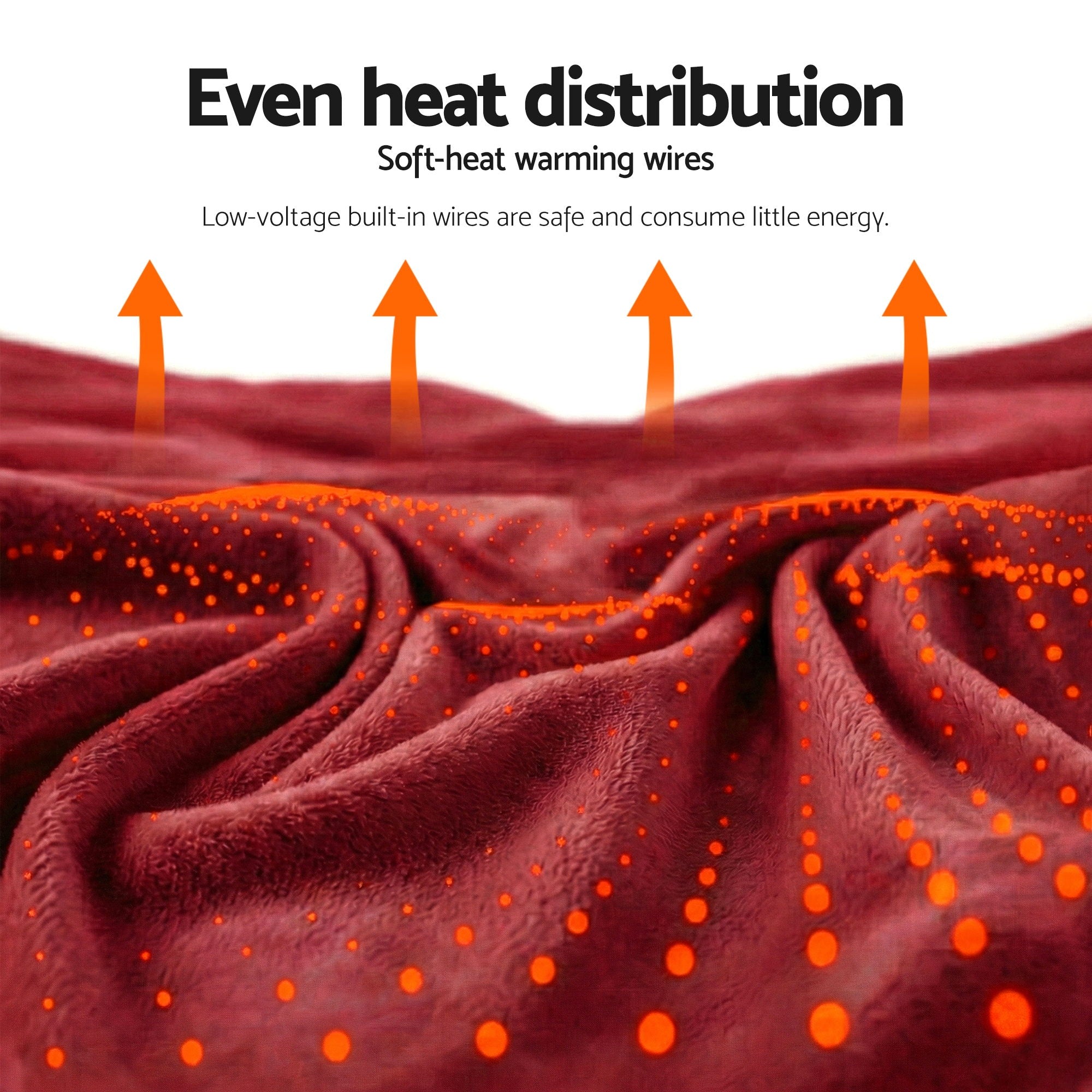 Giselle Electric Throw Rug Double Size 200x180cm Fleece Flannel Heated Blanket Burgundy - Free Delivery