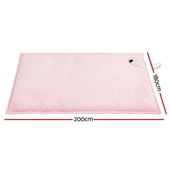 Giselle Electric Throw Rug Double Size 200x180cm Fleece Flannel Heated Blanket Pink - Free Delivery