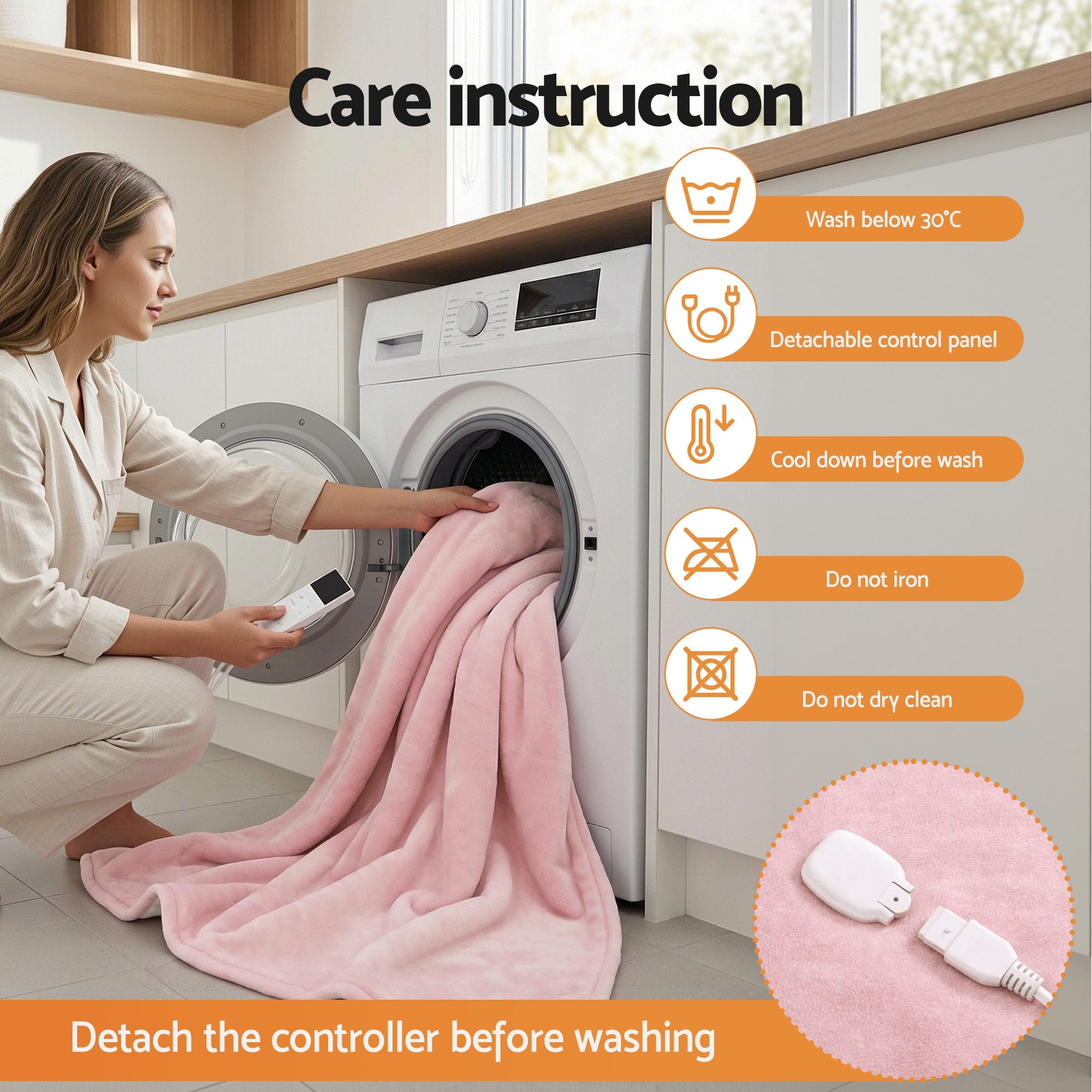 Giselle Electric Throw Rug Double Size 200x180cm Fleece Flannel Heated Blanket Pink - Free Delivery