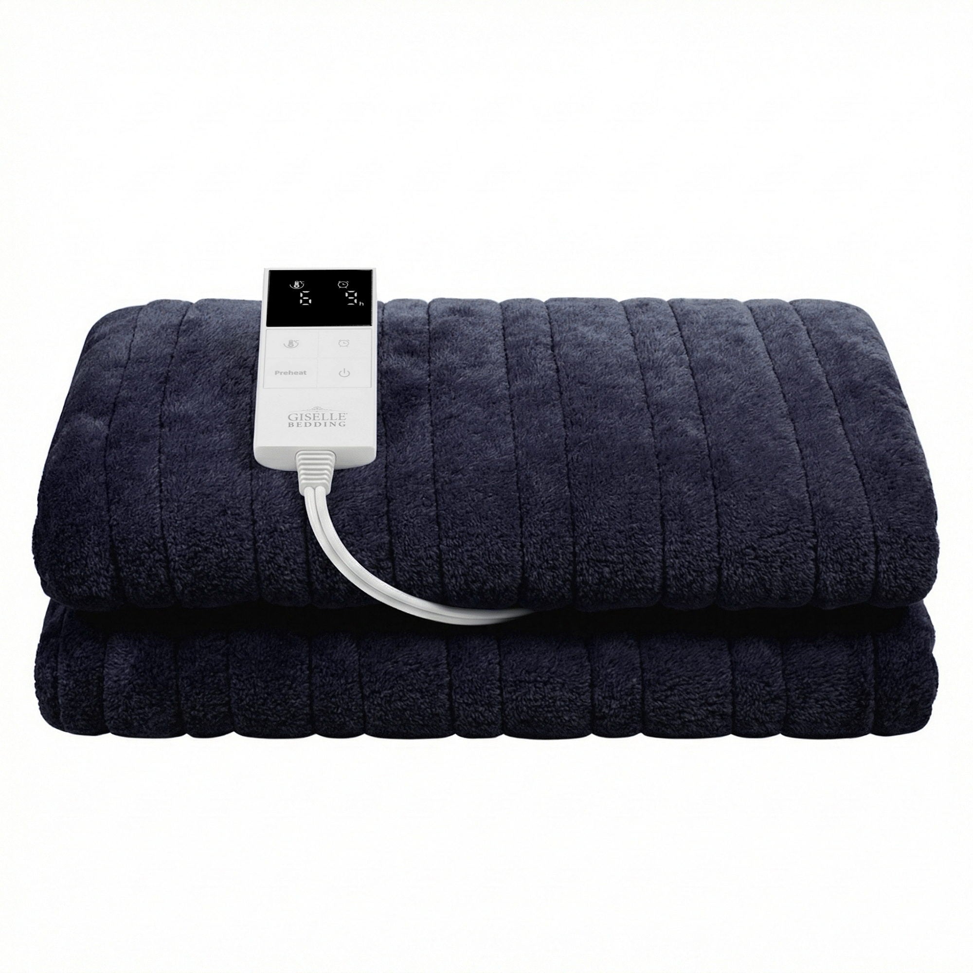 Giselle Electric Throw Rug Double Size 200x180cm Coral Fleece Heated Blanket Charcoal - Free Delivery