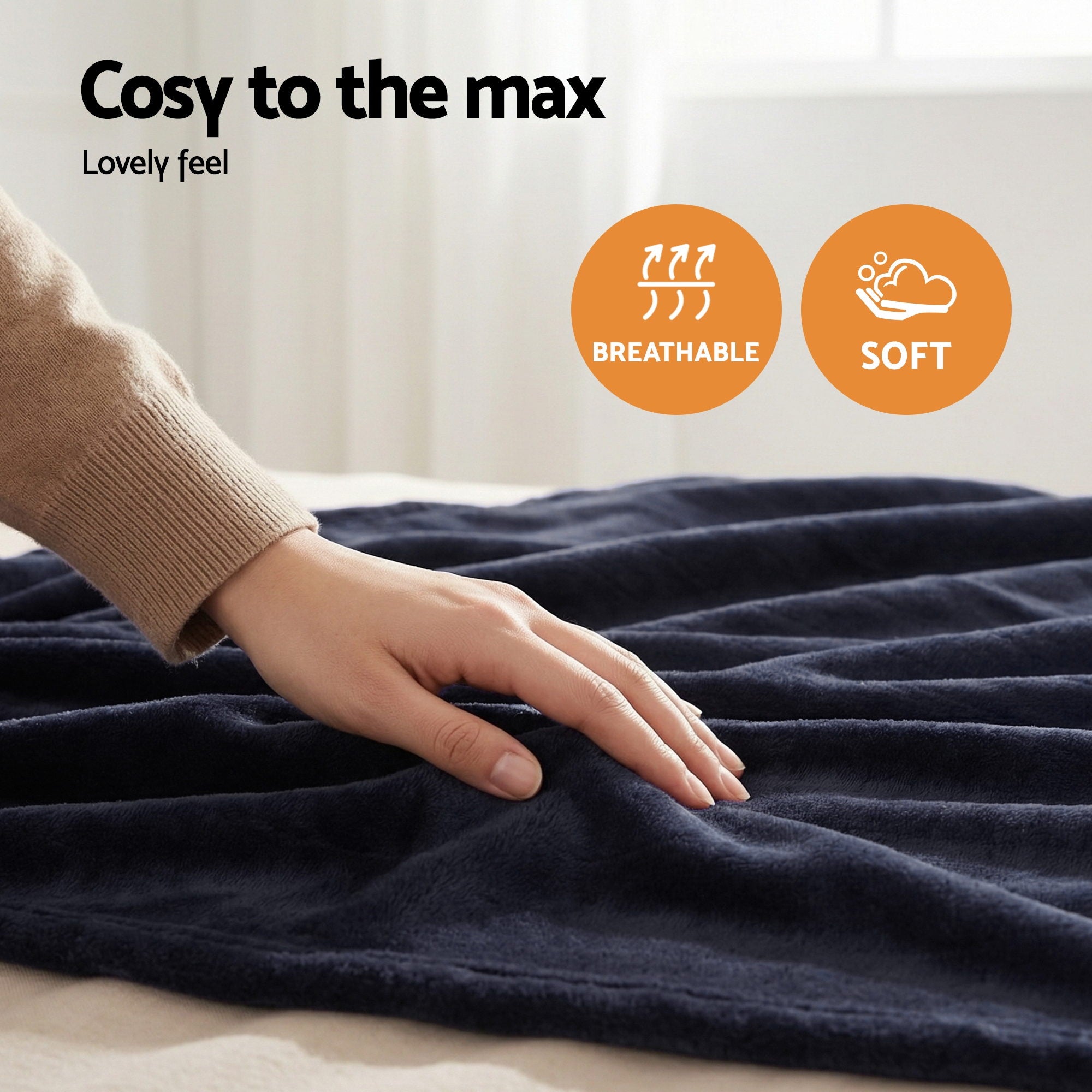 Giselle Electric Throw Rug Double Size 200x180cm Coral Fleece Heated Blanket Charcoal - Free Delivery