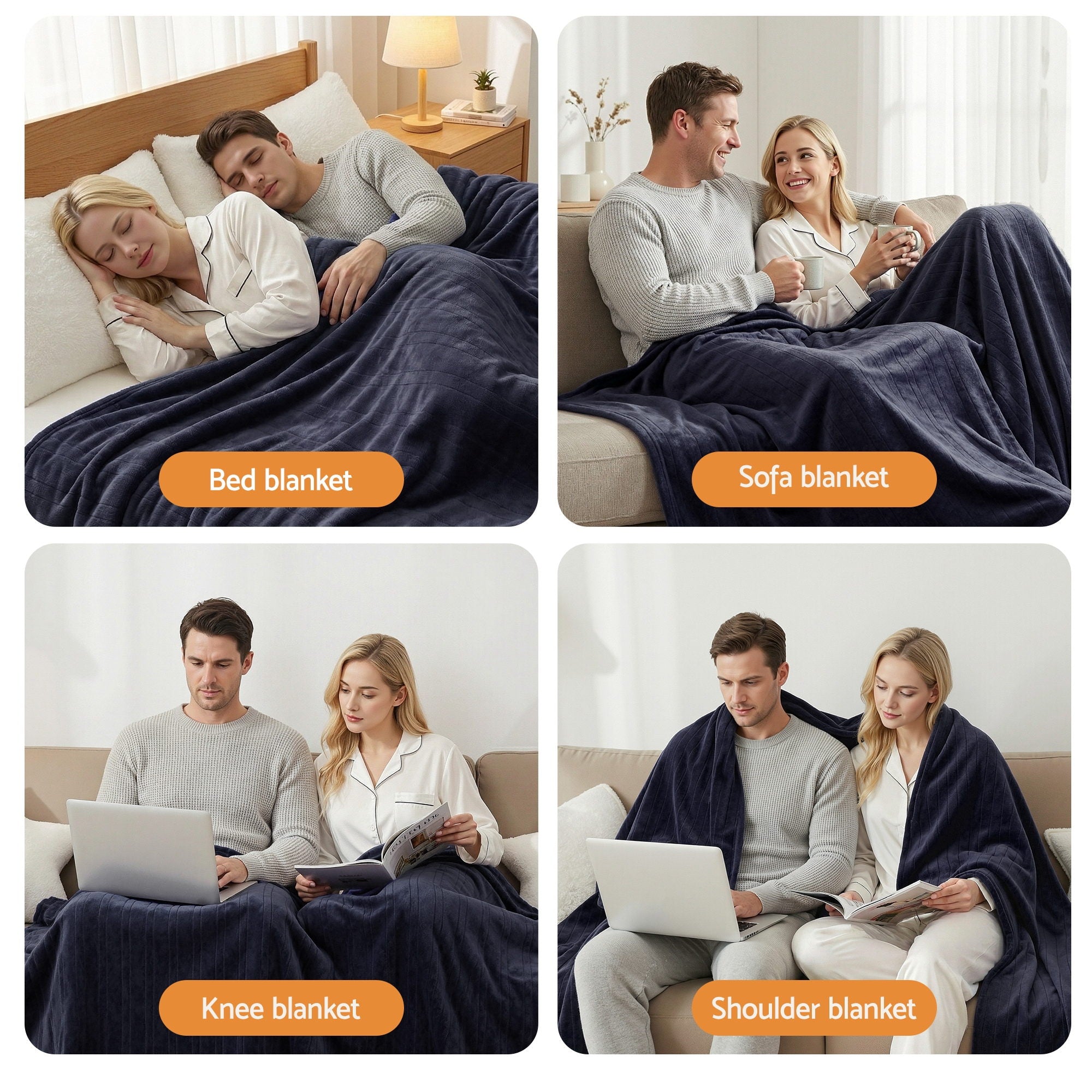 Giselle Electric Throw Rug Double Size 200x180cm Coral Fleece Heated Blanket Charcoal - Free Delivery