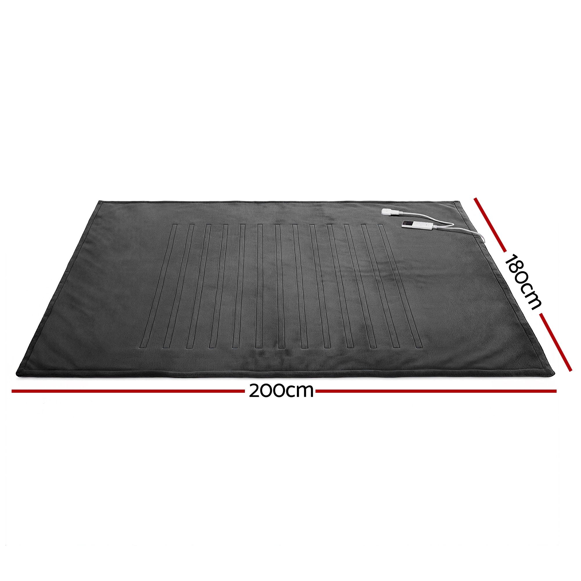 Giselle Electric Throw Rug Double Size 200x180cm Coral Fleece Heated Blanket Grey - Free Delivery