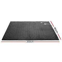 Giselle Electric Throw Rug Double Size 200x180cm Coral Fleece Heated Blanket Grey - Free Delivery