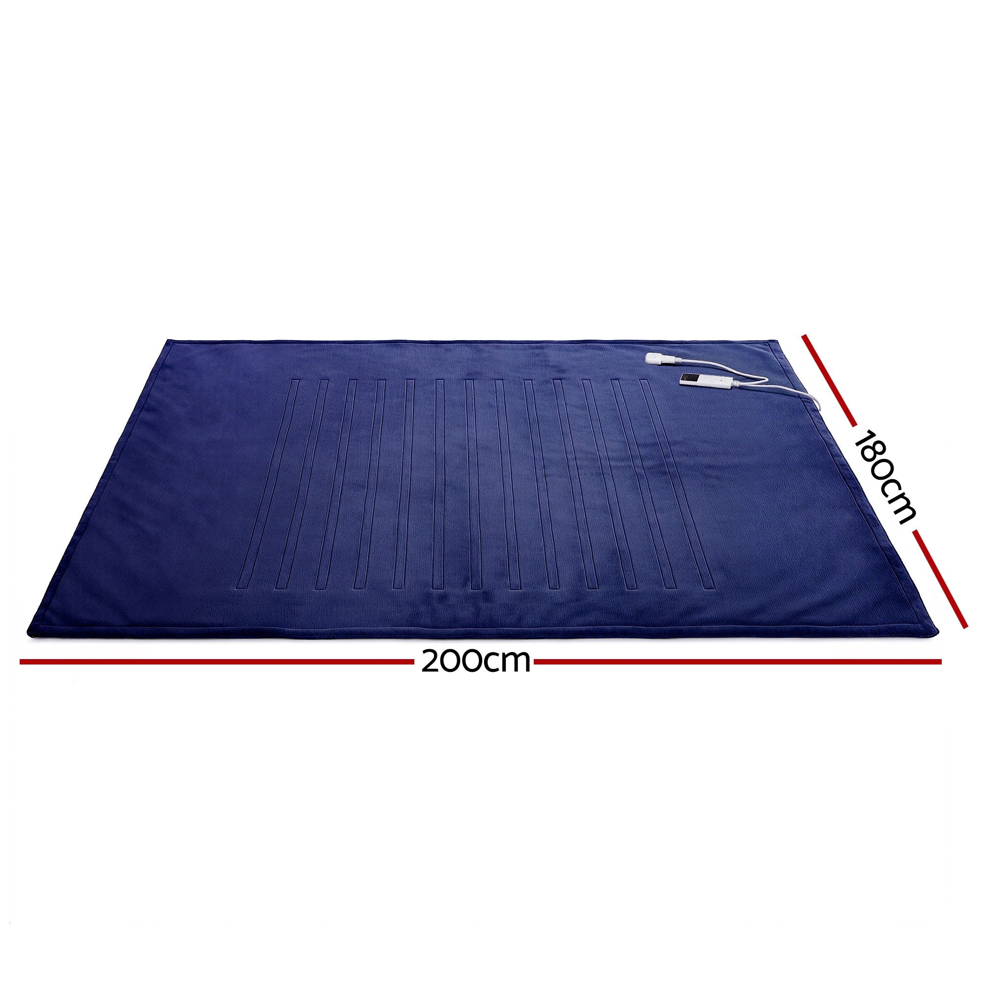 Giselle Electric Throw Rug Double Size 200x180cm Coral Fleece Heated Blanket Navy Blue - Free Delivery