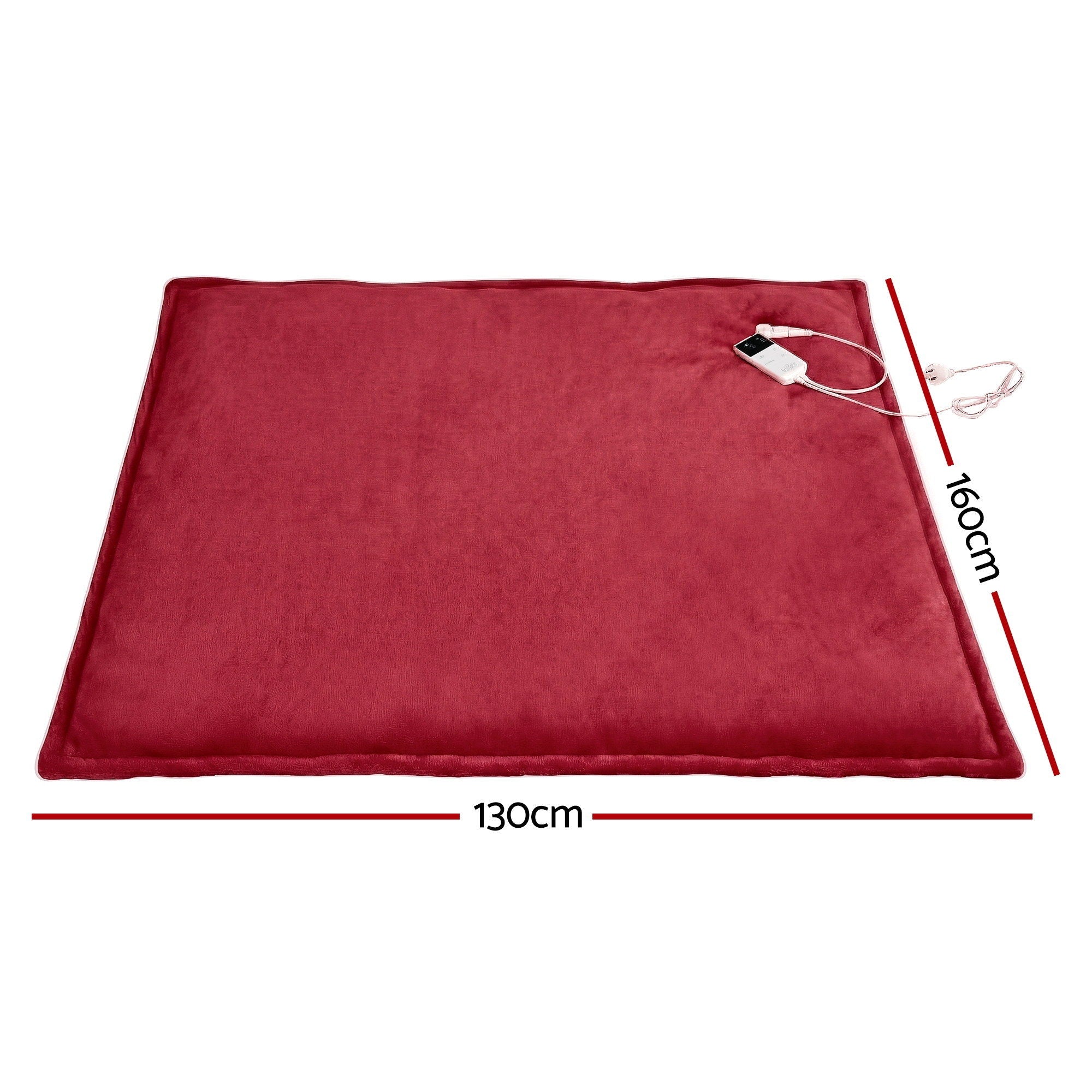 Giselle Electric Throw Rug Dual Side Fleece Flannel Heated Blanket Burgundy - Free Delivery