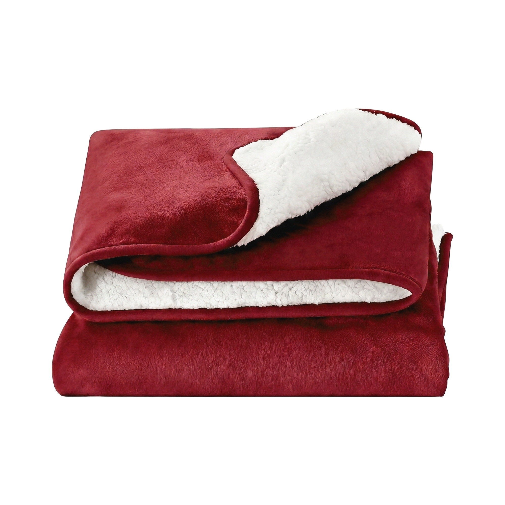 Giselle Electric Throw Rug Dual Side Fleece Flannel Heated Blanket Burgundy - Free Delivery
