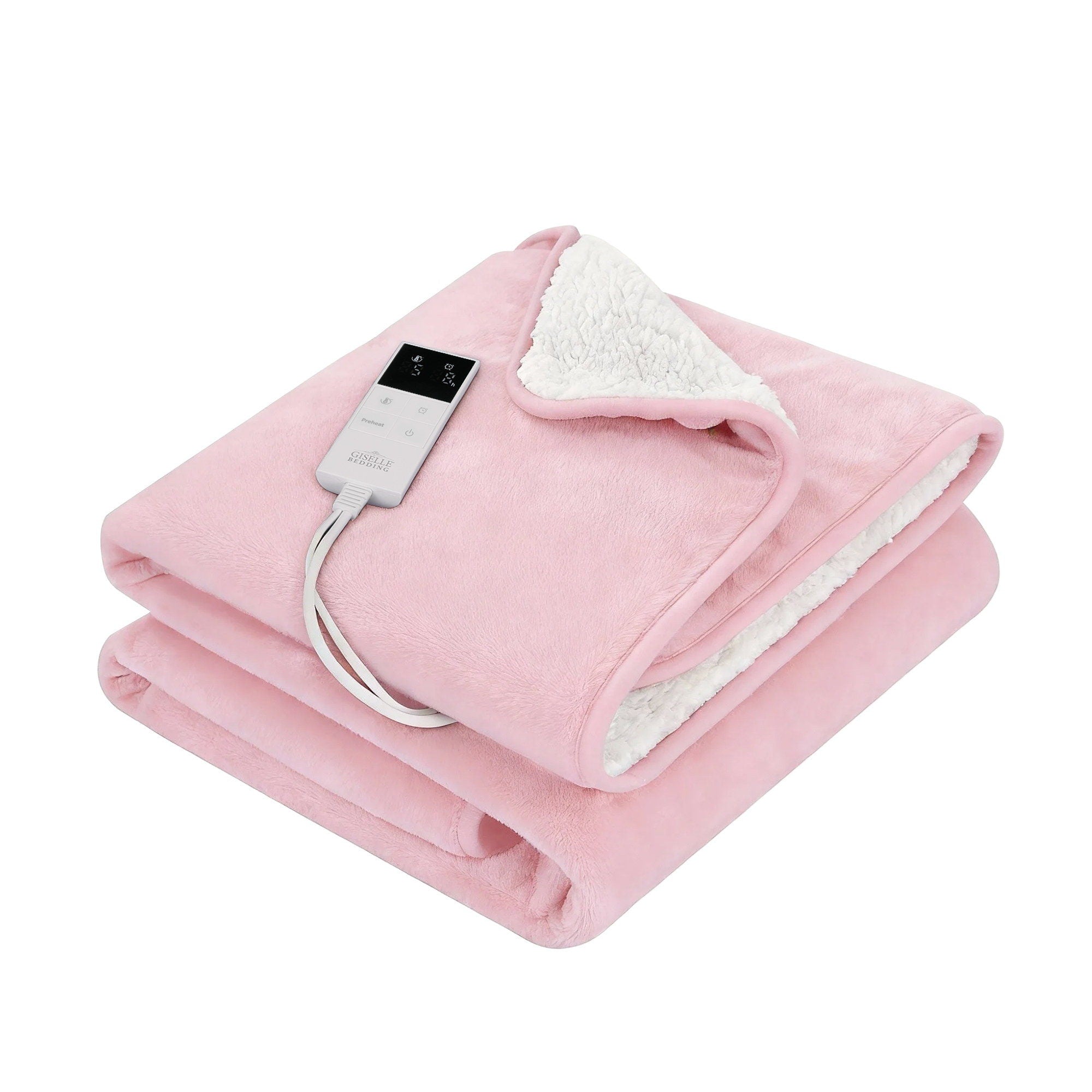 Giselle Electric Throw Rug Dual Side Fleece Flannel Heated Blanket Pink - Free Delivery