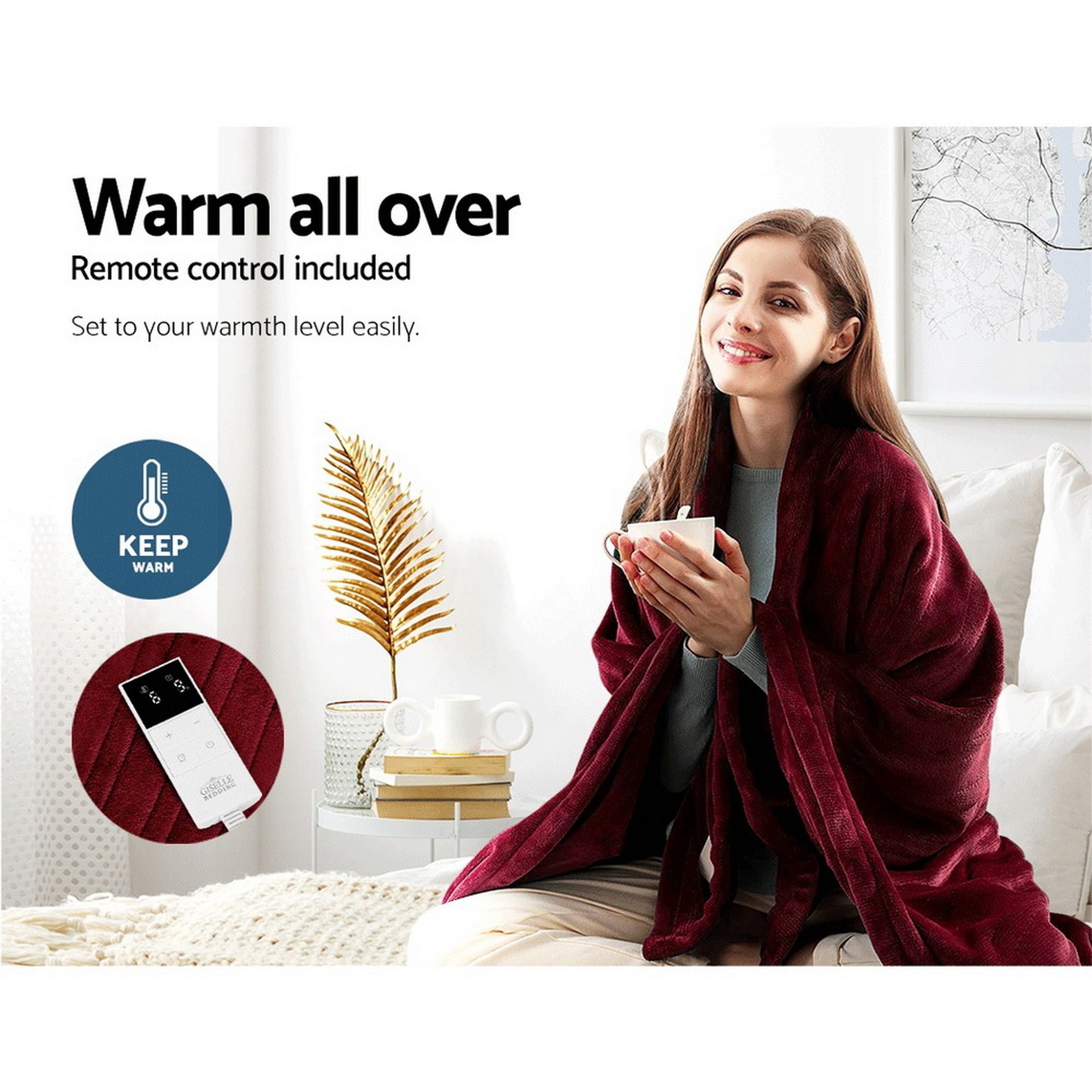 Giselle Bedding Electric Throw Rug Heated Blanket Free Delivery