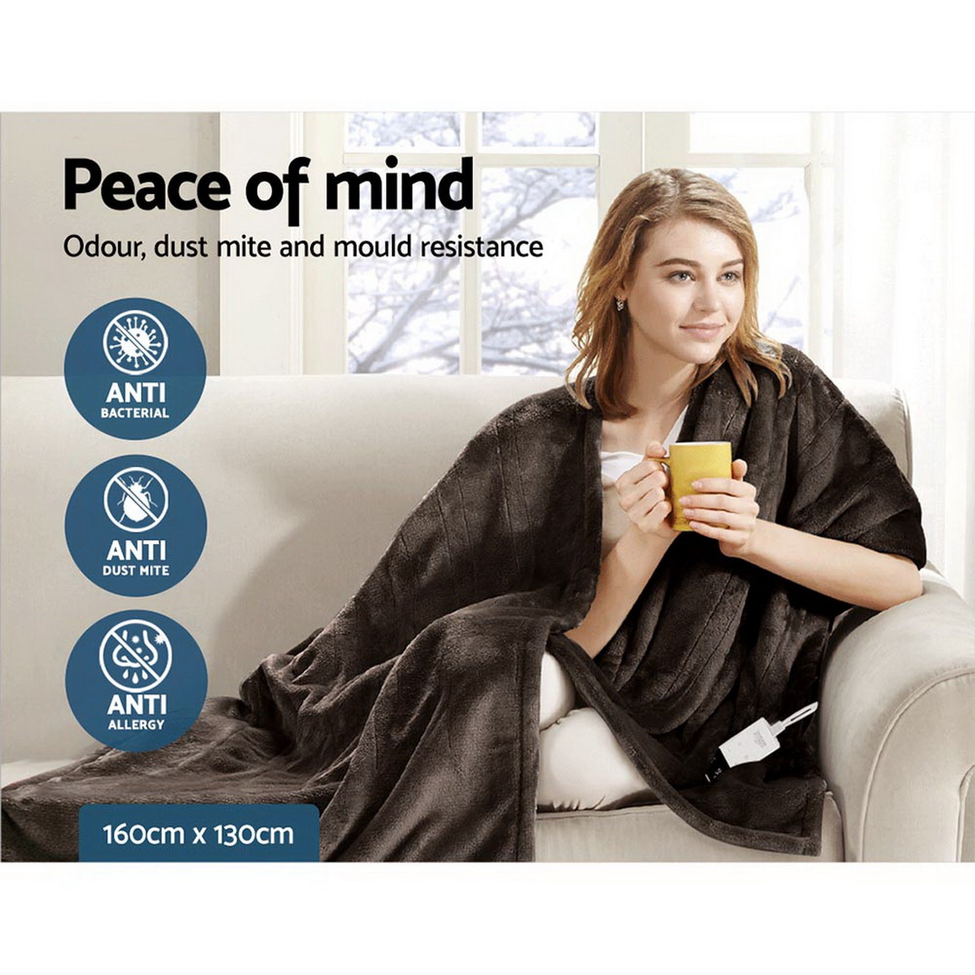 Giselle Bedding Electric Throw Blanket - Chocolate Free Delivery