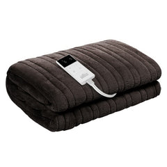 Giselle Electric Throw Rug Blanket Heated Washable Fleece Winter Warm Sofa Brown