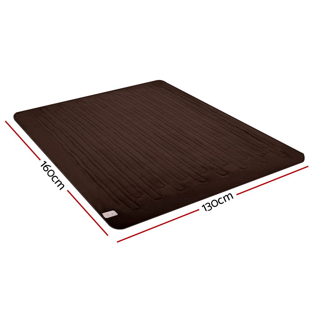 Giselle Electric Throw Rug Blanket Heated Washable Fleece Winter Warm Sofa Brown