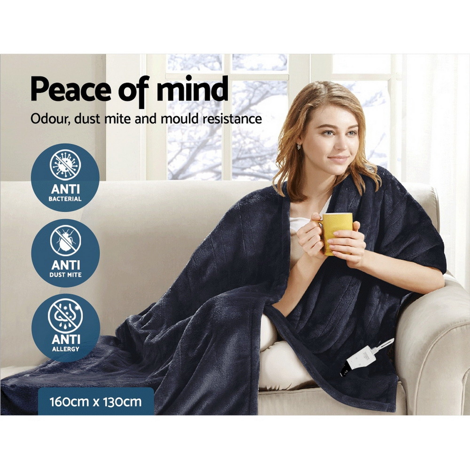 Giselle Bedding Heated Electric Throw Rug Fleece Sunggle Blanket Washable