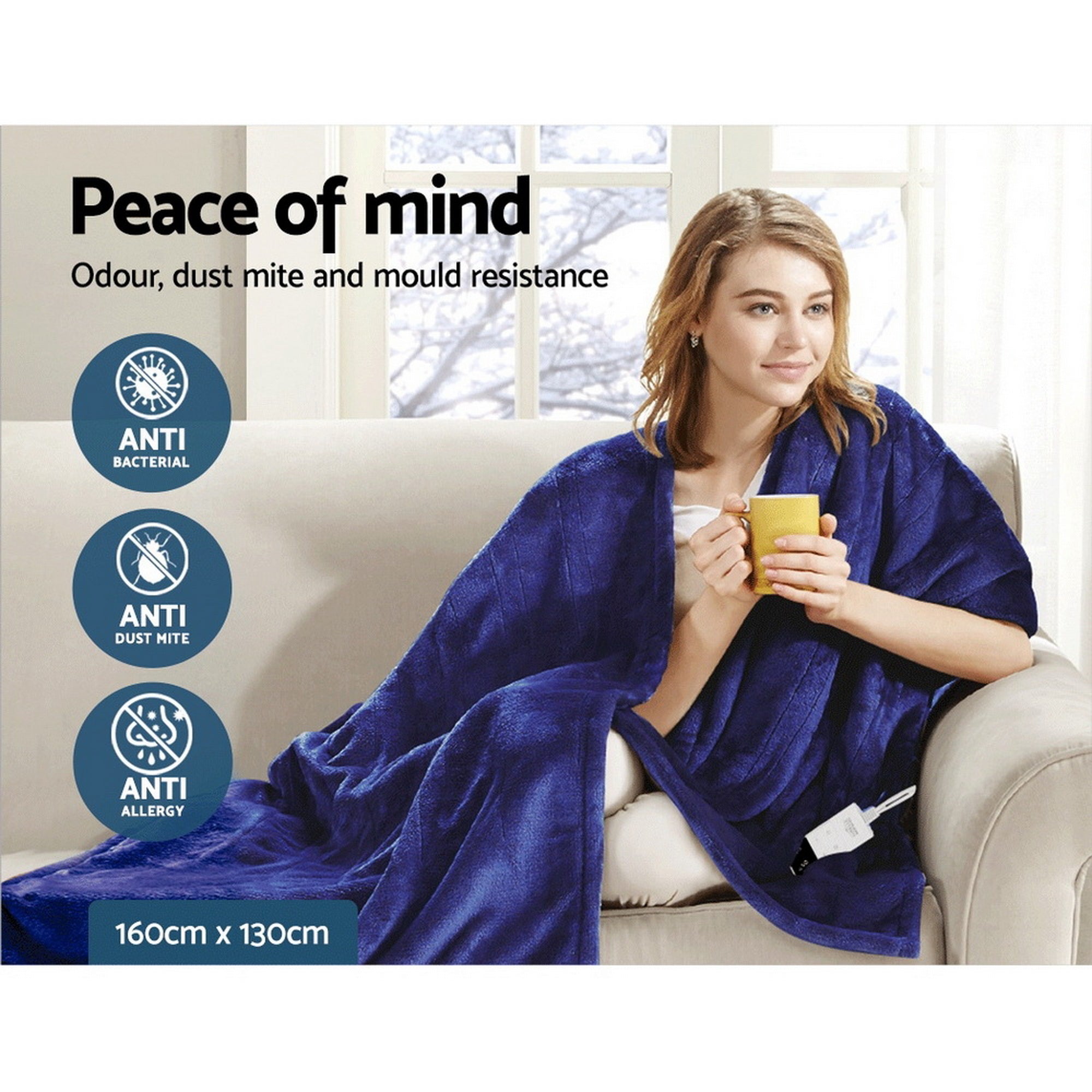 Giselle Bedding Electric Throw Blanket - Navy