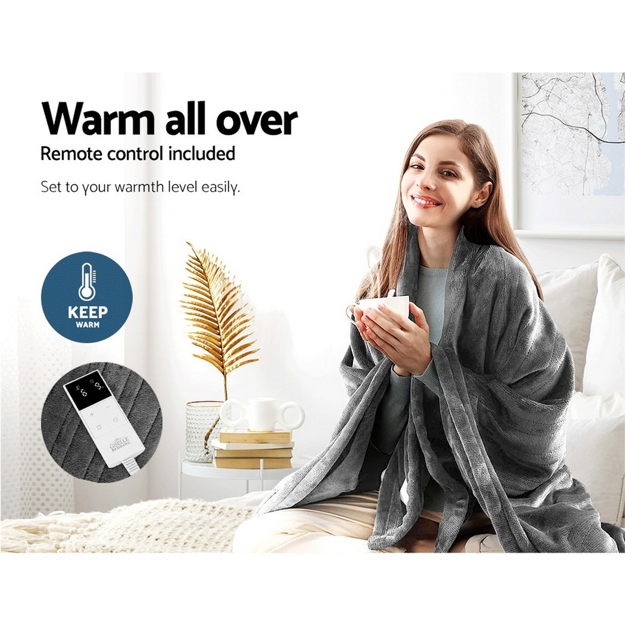Giselle Bedding Heated Electric Throw Rug Fleece Sunggle Free Delivery