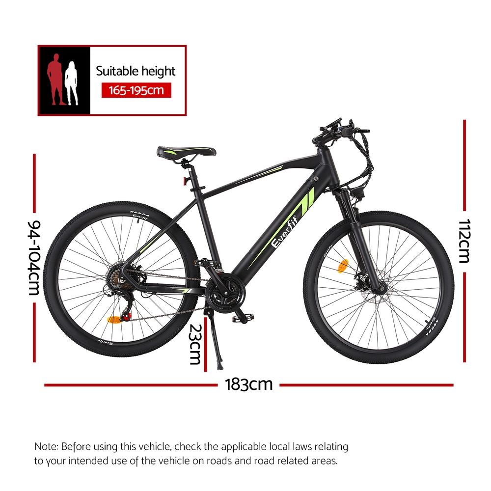 Everfit 27.5 Inch Electric Bike Mountain Bicycle eBike Battery 21 Speed