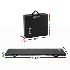 Everfit Gymnastics Mats Folding Exercise Floor Mat Portable 3 Fold Tumbling Mat