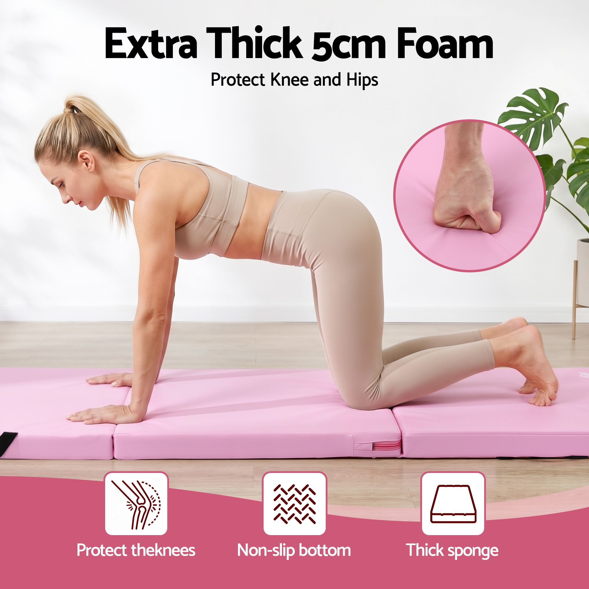 Everfit 180x60cm Gymnastics Mats Folding Exercise Floor Mat Portable 3 Fold
