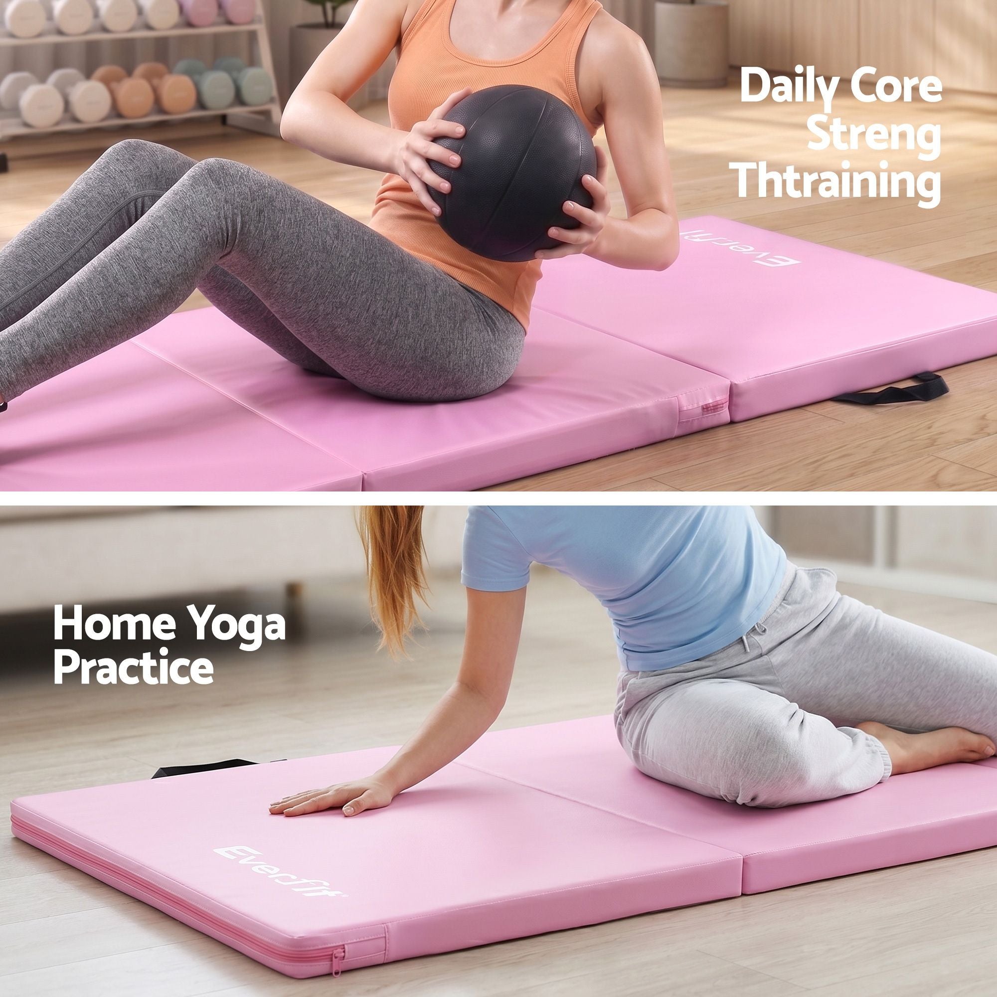 Everfit 180x60cm Gymnastics Mats Folding Exercise Floor Mat Portable 3 Fold
