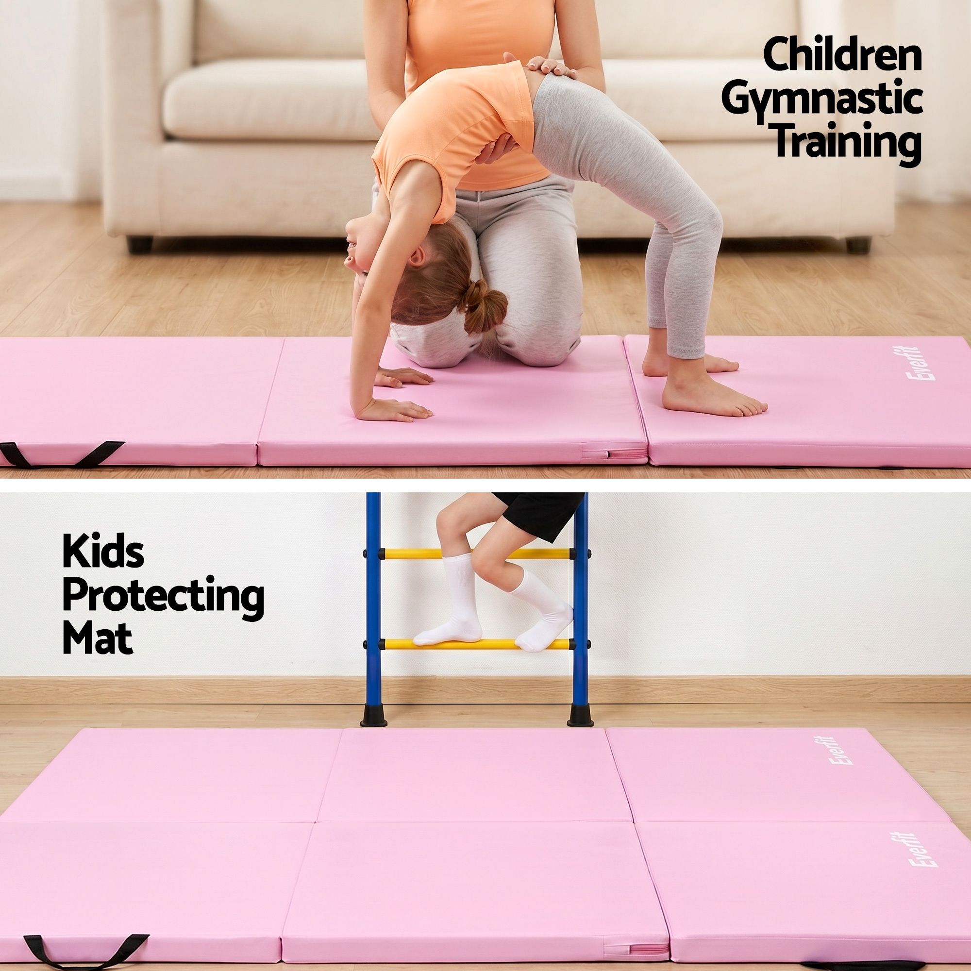 Everfit 180x60cm Gymnastics Mats Folding Exercise Floor Mat Portable 3 Fold
