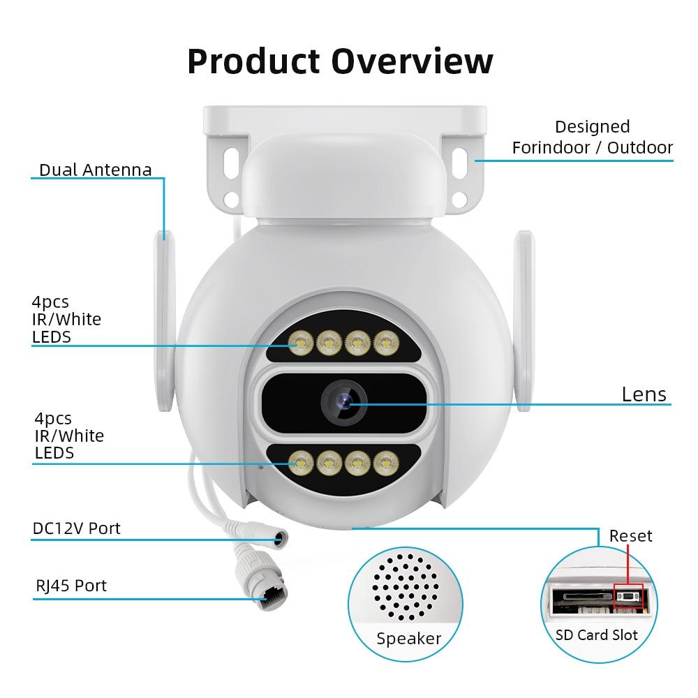 Smart Wifi Surveillance Camera With Dual-Light Night Vision And Two-Way Audio - White-1915196652403167234