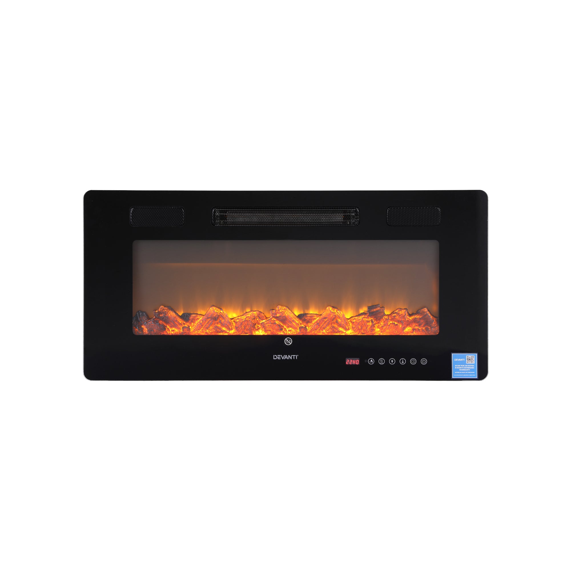 Devanti Electric Fireplace Fire Heater Wall Mounted Insert 3D Flame 1800W Remote Control