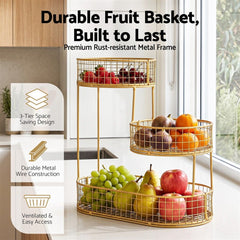 5-Star Chef Fruit Basket Bowl Space Saving Kitchen Food Storage Organiser