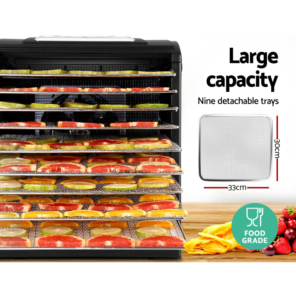 Devanti 9 Tray Food Dehydrators Commercial Beef Jerky Maker Fruit Dryer Black
