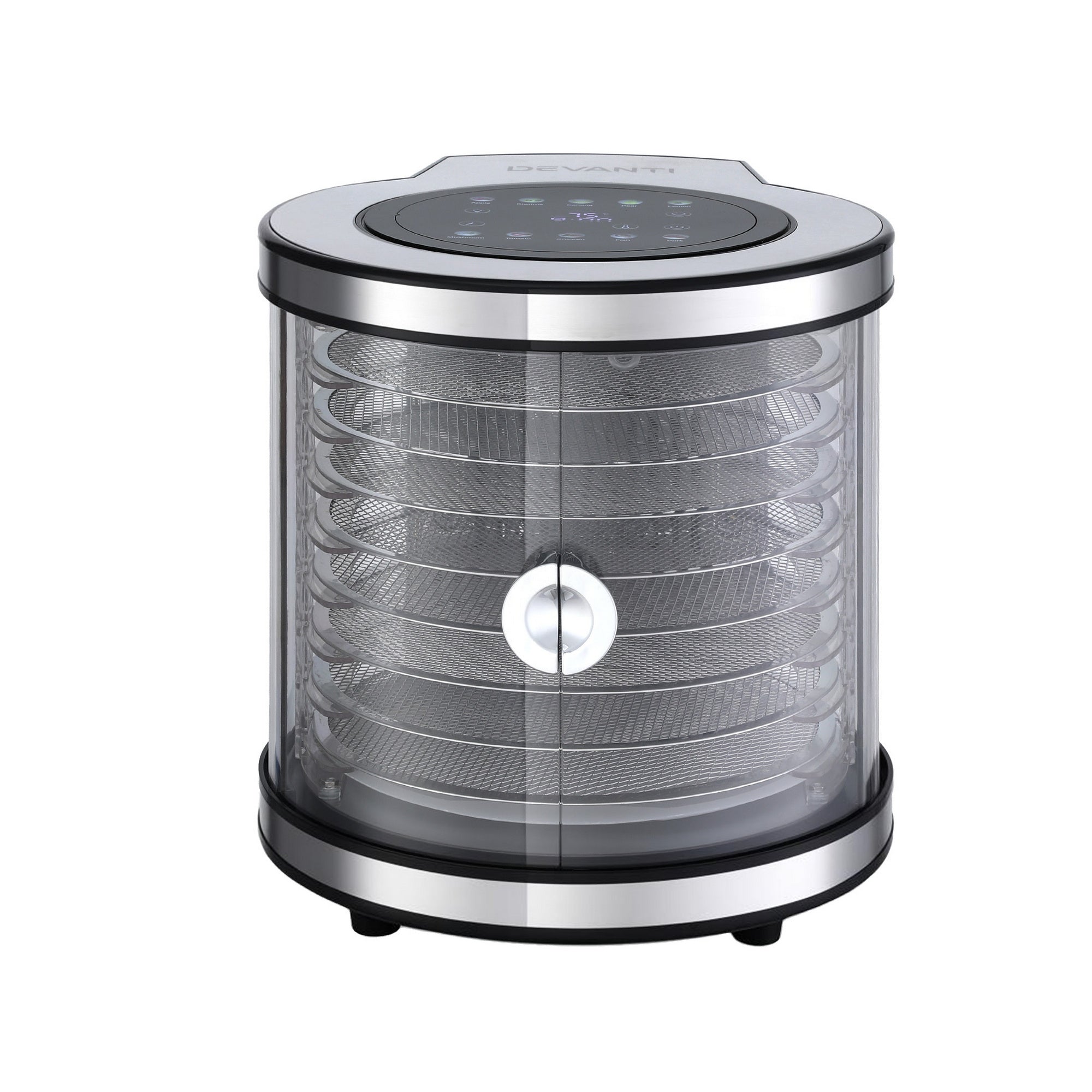 Devanti 8 Trays Food Dehydrator Stainless Steel Auto-Rotate 10 Programs 700W