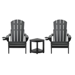 Gardeon Outdoor Table and Chairs HDPE Folding Adirondack Beach Chair Patio Furniture Black